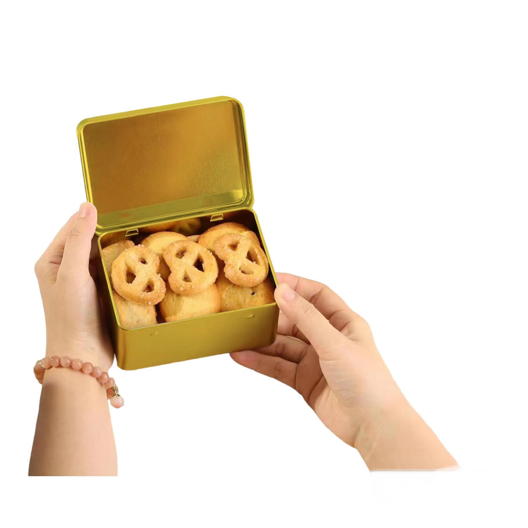 Premium Square Metal Cookie Tin with Lid - 4.9