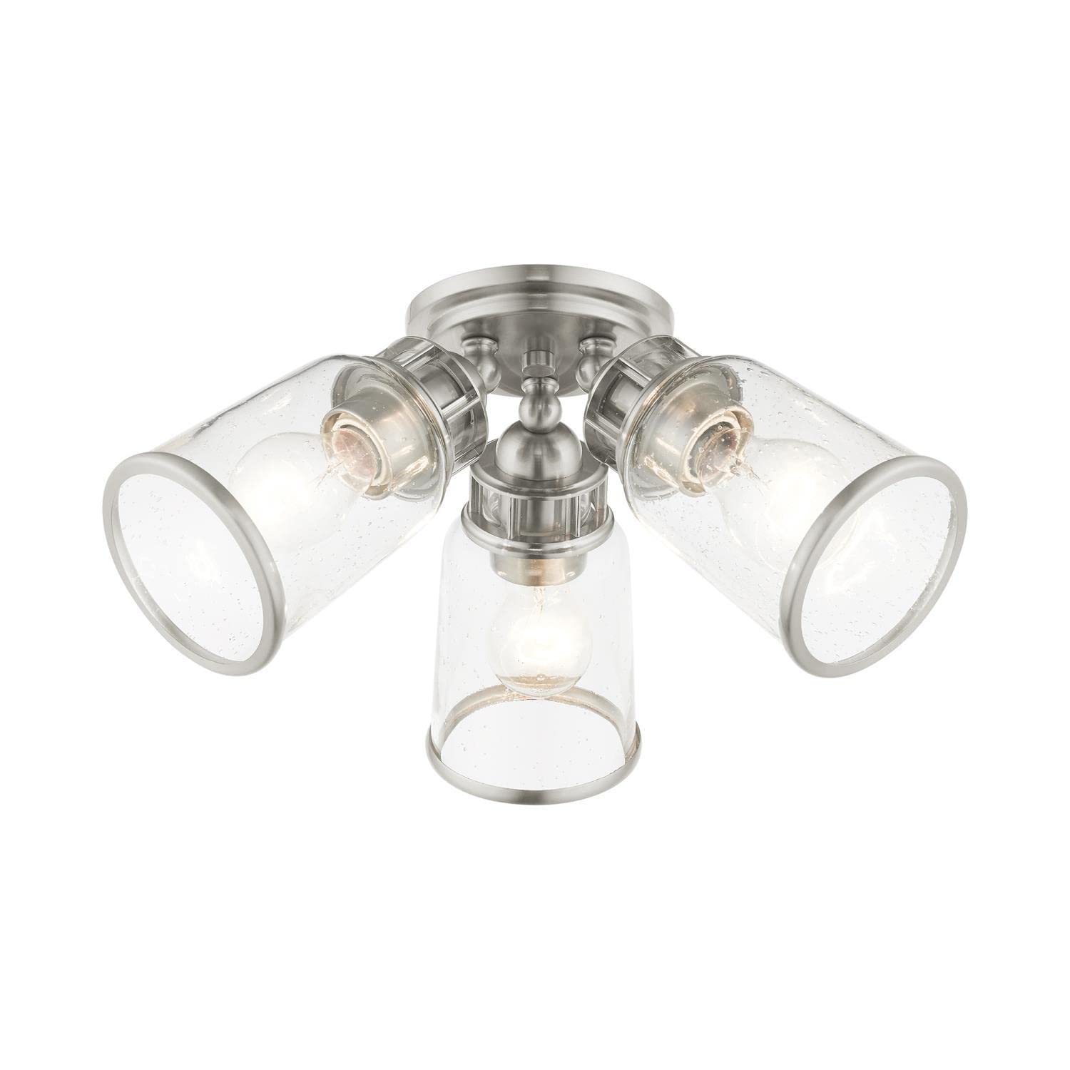 Livex Lighting Lawrenceville 3-Light Brushed Nickel Ceiling Mount Fixture - Perfect for Bedroom, Living Room & Dining Room Lighting