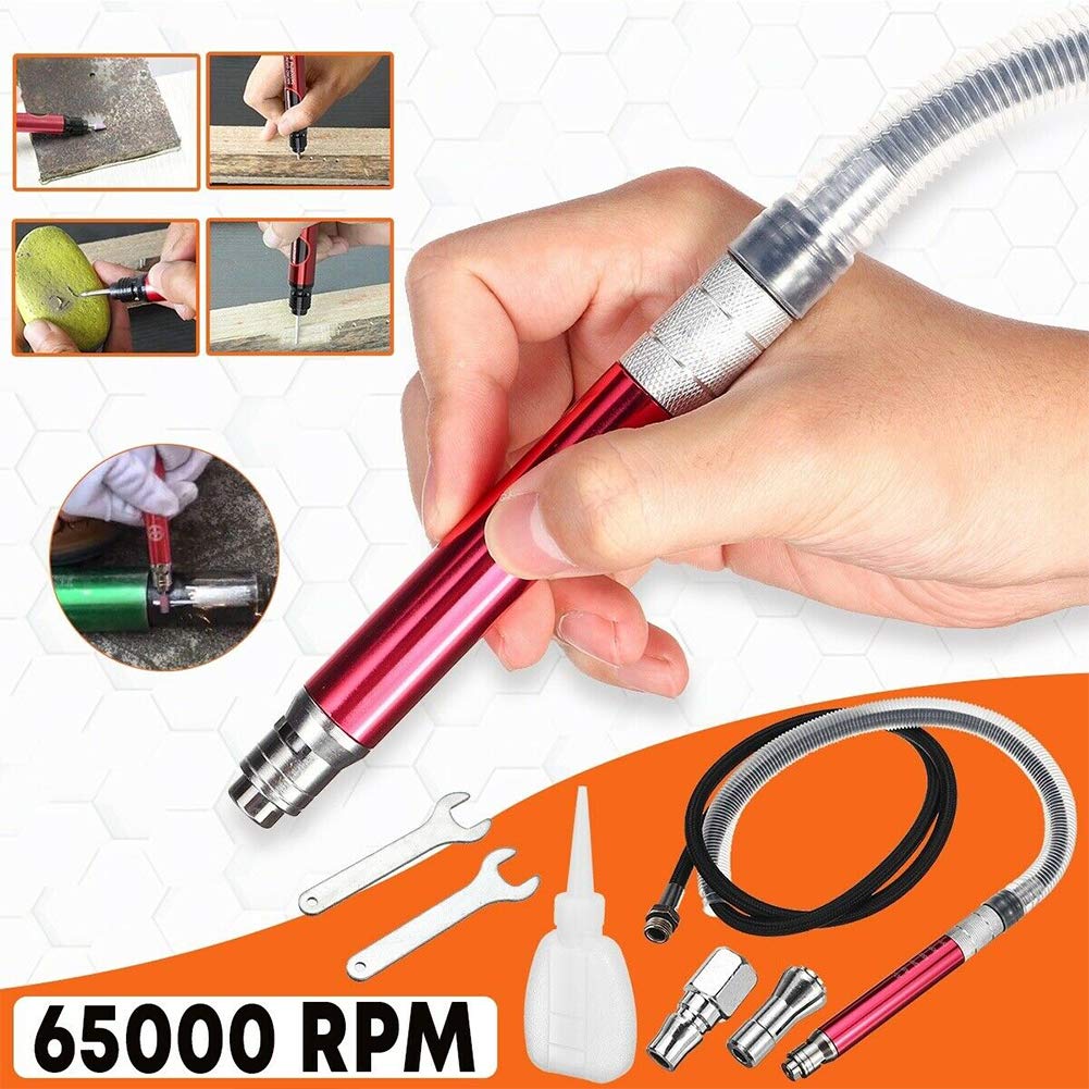 High-Speed Micro Air Grinder Set - 65000 RPM Air-Powered Die Grinder Kit for Metal Polishing, Wood Carving & DIY Projects