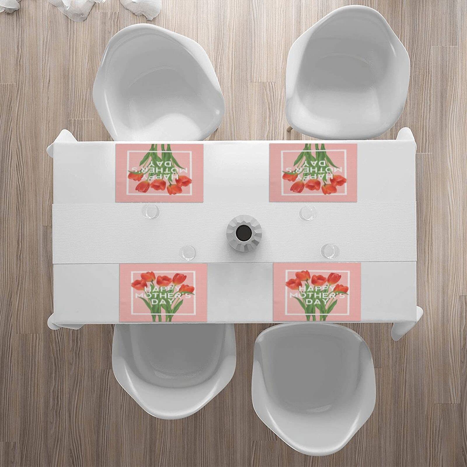 Happy Mother's Day Placemats Set of 4 - Red Tulip Floral Design 12x18 Inch Washable & Heat-Resistant Table Mats for Kitchen Dining - Perfect for Family Meals, Holiday Decor, and Home Entertaining