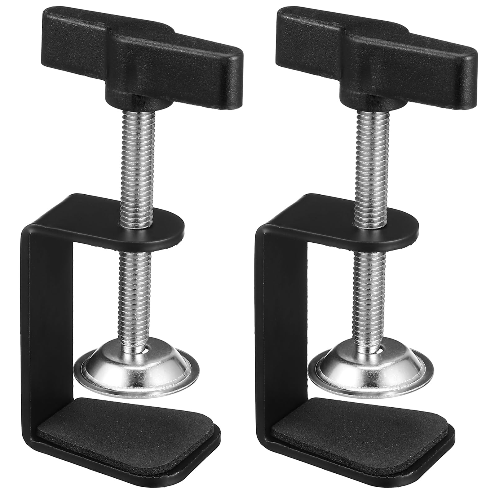 Heavy Duty Aluminum C Clamp Set - 2Pcs Adjustable Universal C-Clamps for Cabinets, Tables & Desk Mounting | Black Industrial Clamping Accessory | Perfect for Woodworking, DIY Projects & Furniture Installation