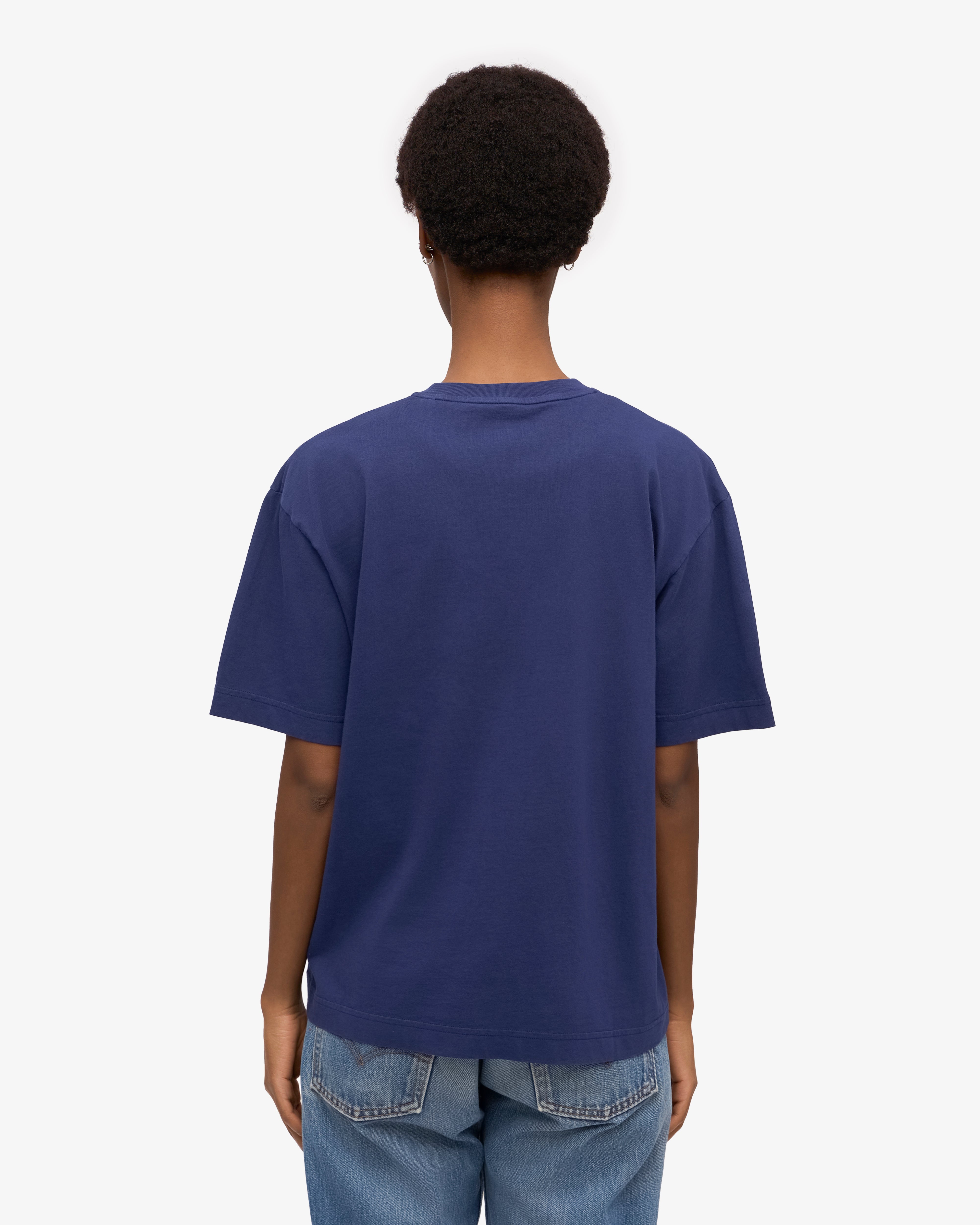 Premium Oversized Organic Cotton T-Shirt for Men & Women - Soft, Breathable & Eco-Friendly - Marine Blue - Perfect for Casual Wear, Loungewear & Street Style