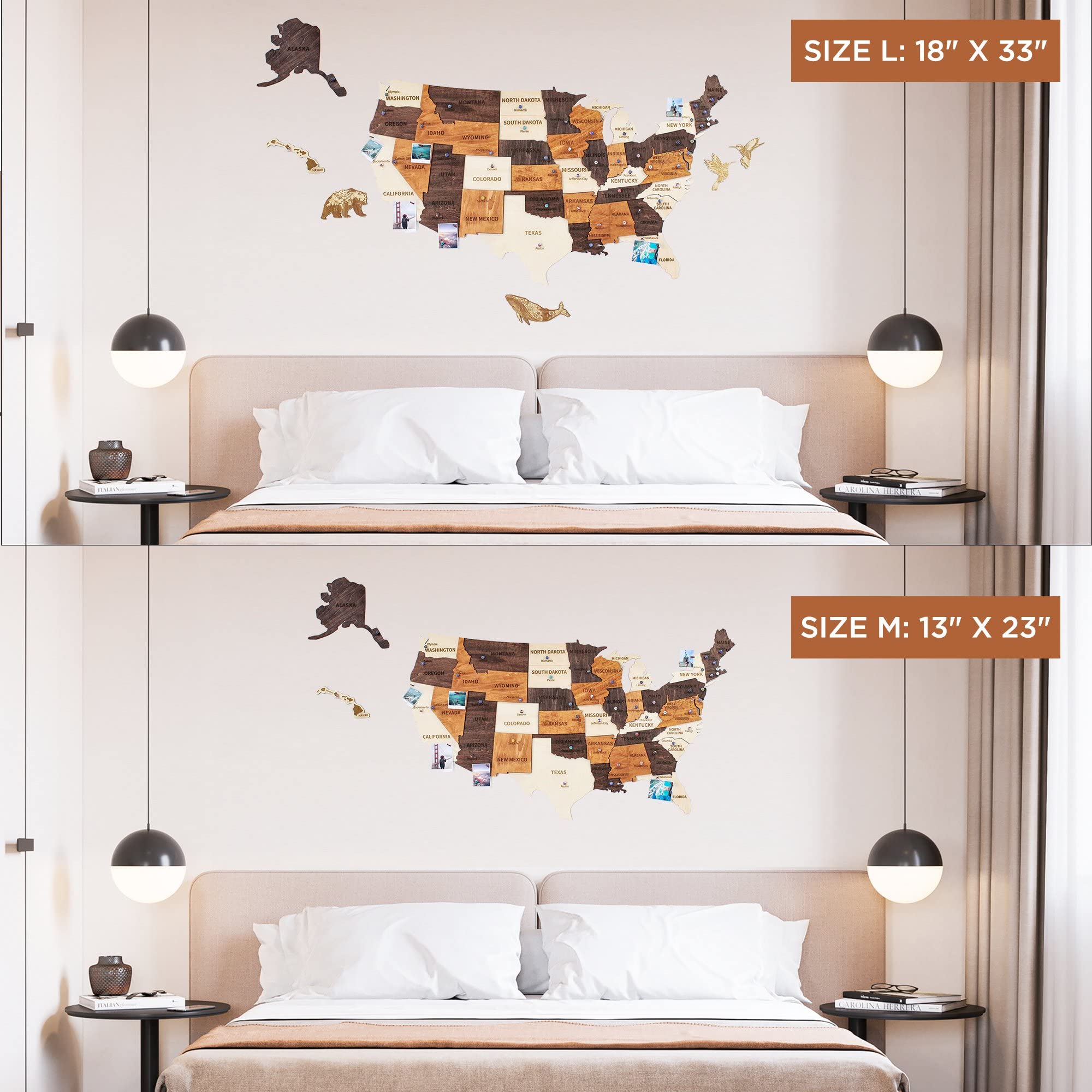 Jabihome 3D Wooden USA Map Wall Art - Large 60