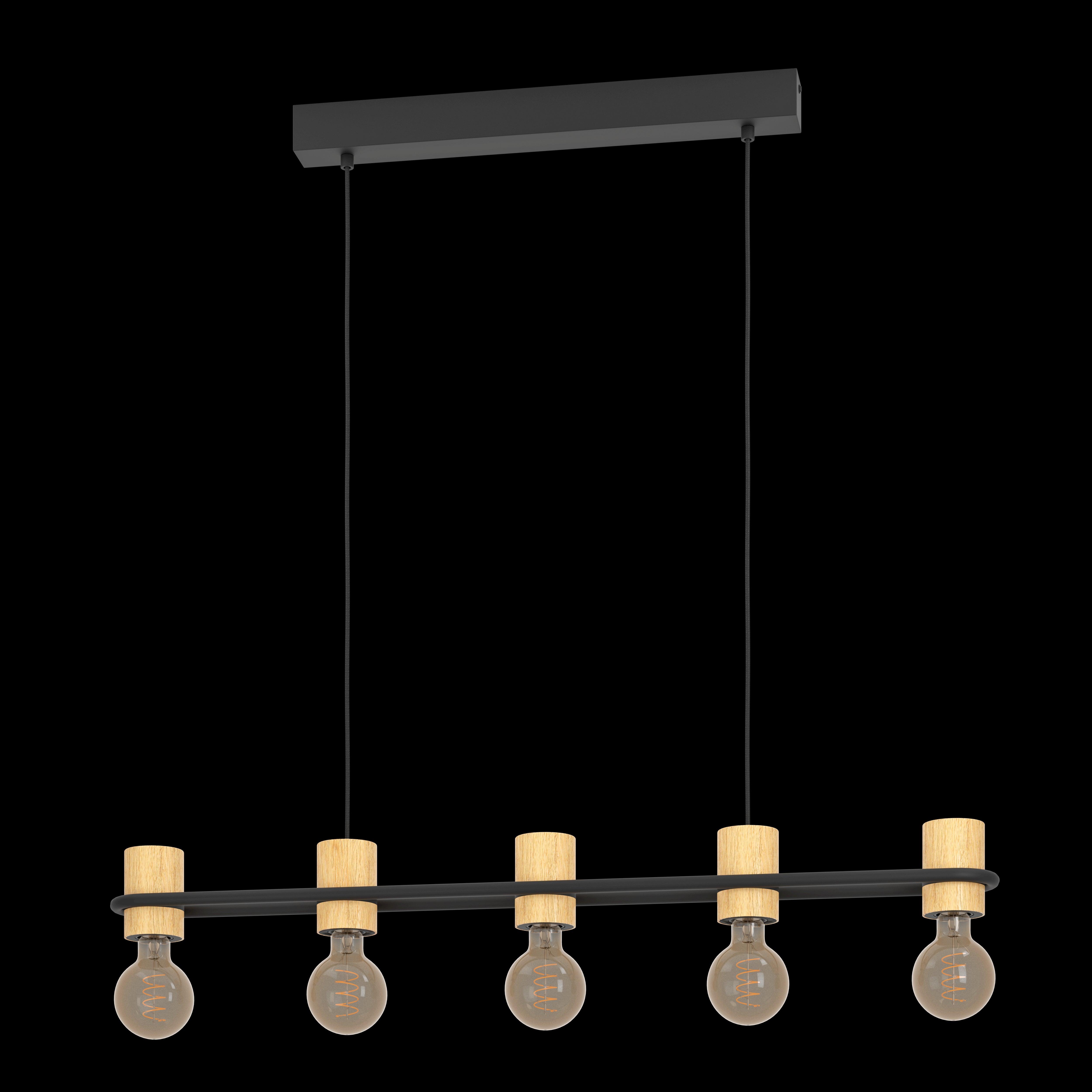 Eglo Chieveley 5-Light Black Metal Ceiling Pendant - Modern Farmhouse Lighting for Kitchen, Dining Room & Bedroom