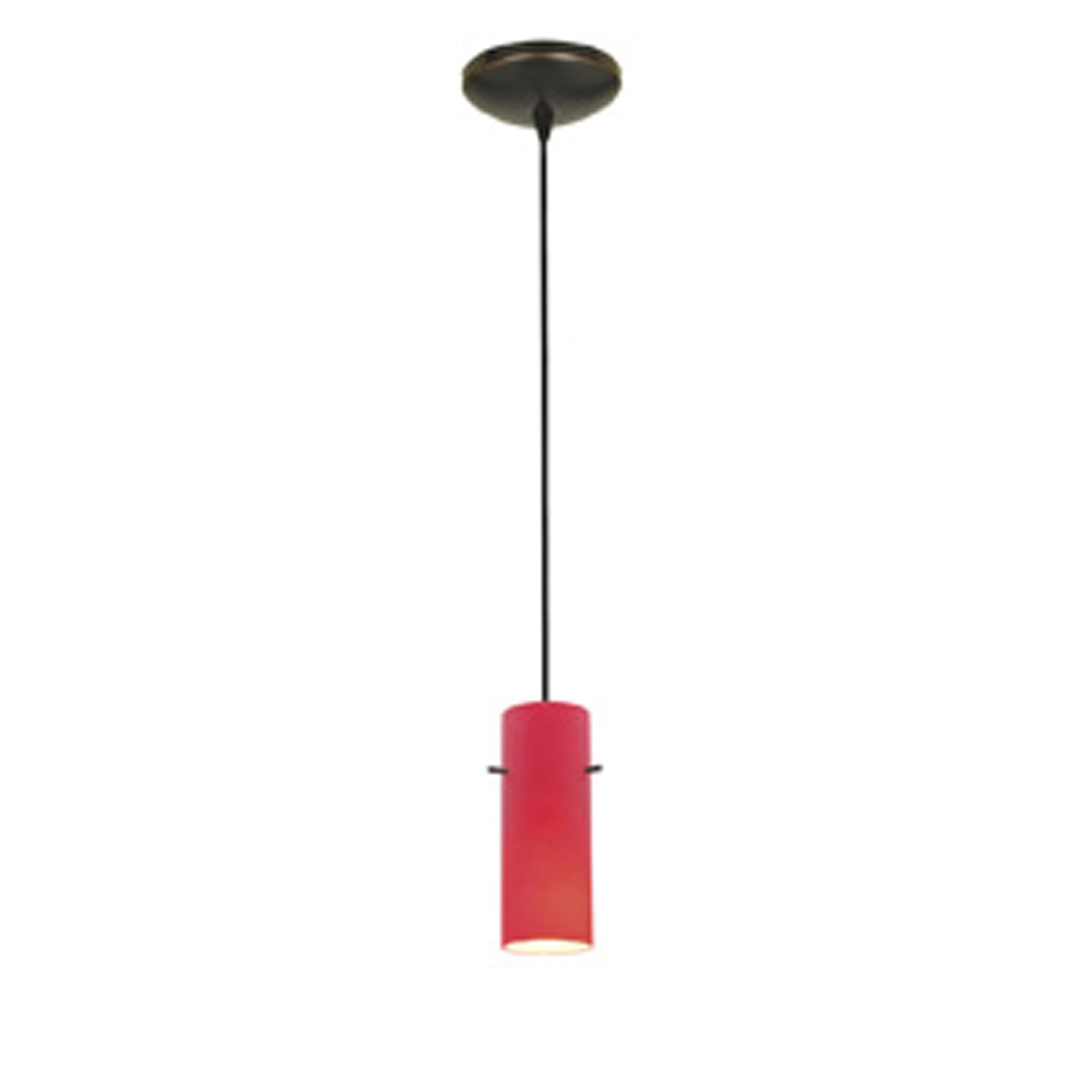 Modern LED Pendant Light - Oil Rubbed Bronze & Red Cylinder Design, Energy Efficient Lighting for Dining Room, Kitchen Island, or Entryway | Access Lighting HI Access 28030-3C-ORB/RED
