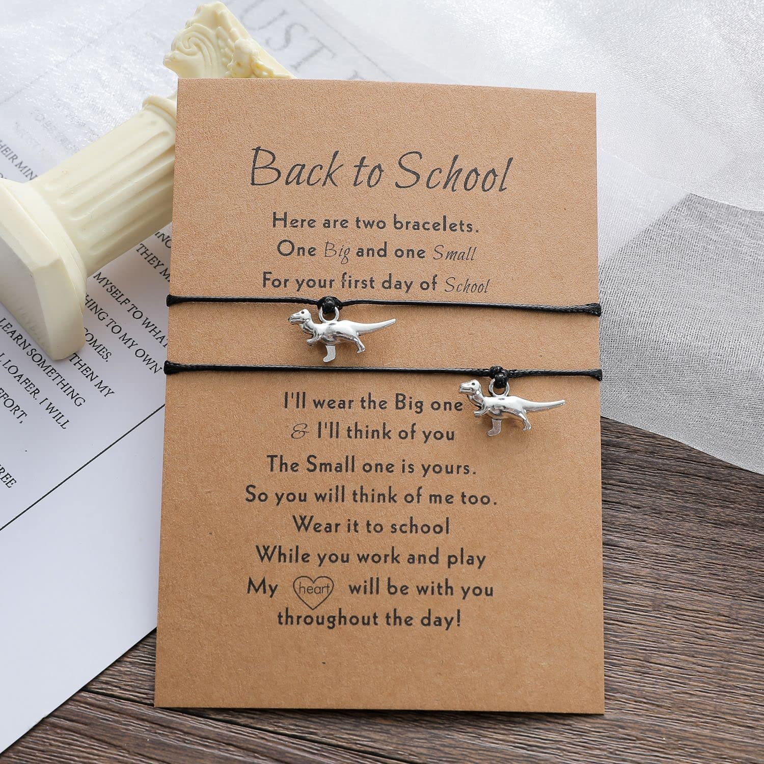 Best Back to School Gift - CJIAYUJEW Mother Daughter Matching Bracelet Set, Heart Wish Bracelets for First Day of School | Perfect for School Celebration, Graduation & Family Bonding