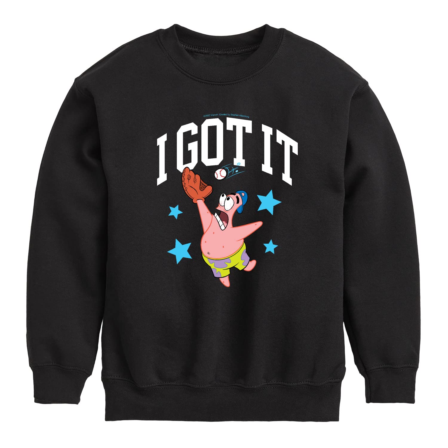 HYBRID APPAREL Spongebob Squarepants Baseball Graphic Fleece Sweatshirt for Toddler & Youth | Soft Crewneck Pullover | Perfect for Playdates, School & Sports
