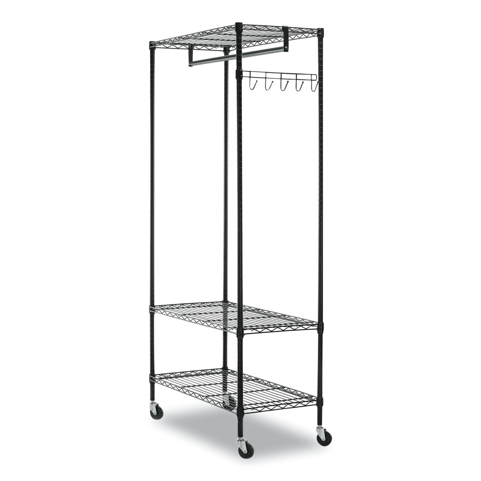 Alera Black Wire Shelving Garment Rack - Heavy Duty Clothes Storage Organizer for Closet, Laundry Room & Retail Stores
