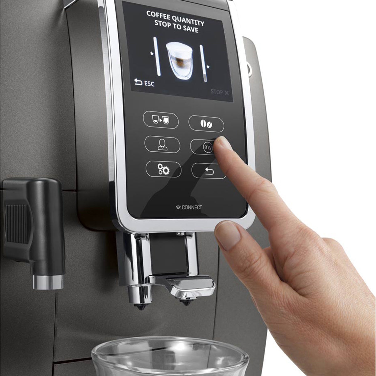 DeLonghi Dinamica Plus Titanium Connected Automatic Espresso Machine with Milk Frother - ECAM37095T | Perfect for Home Baristas & Coffee Lovers | Brew Lattes, Cappuccinos & Espresso Drinks