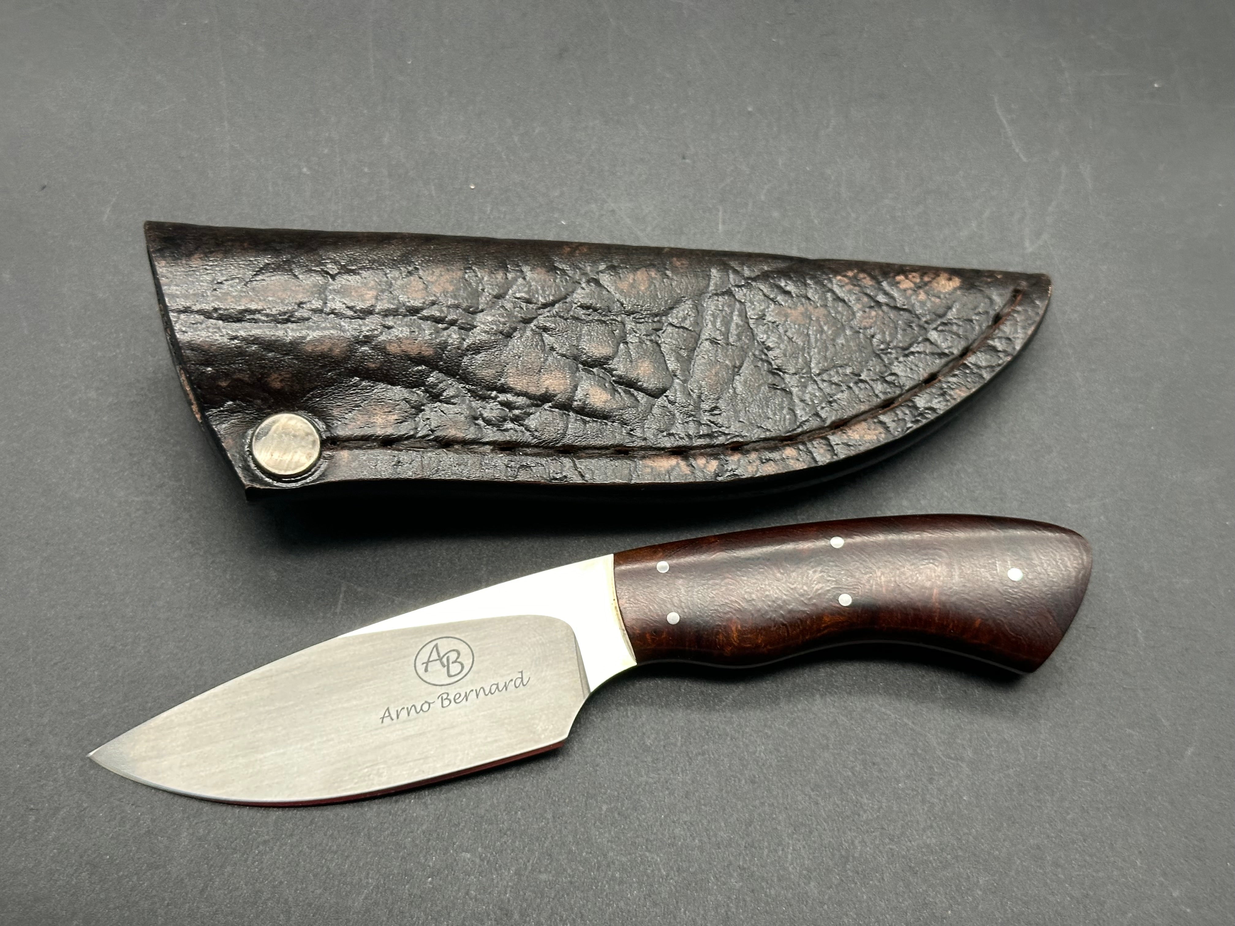 Arno Bernard Gecko Folding Knife - Premium Walnut Handle & Alligator Sheath - Perfect for Outdoor Adventures, Camping, and Everyday Carry (EDC)