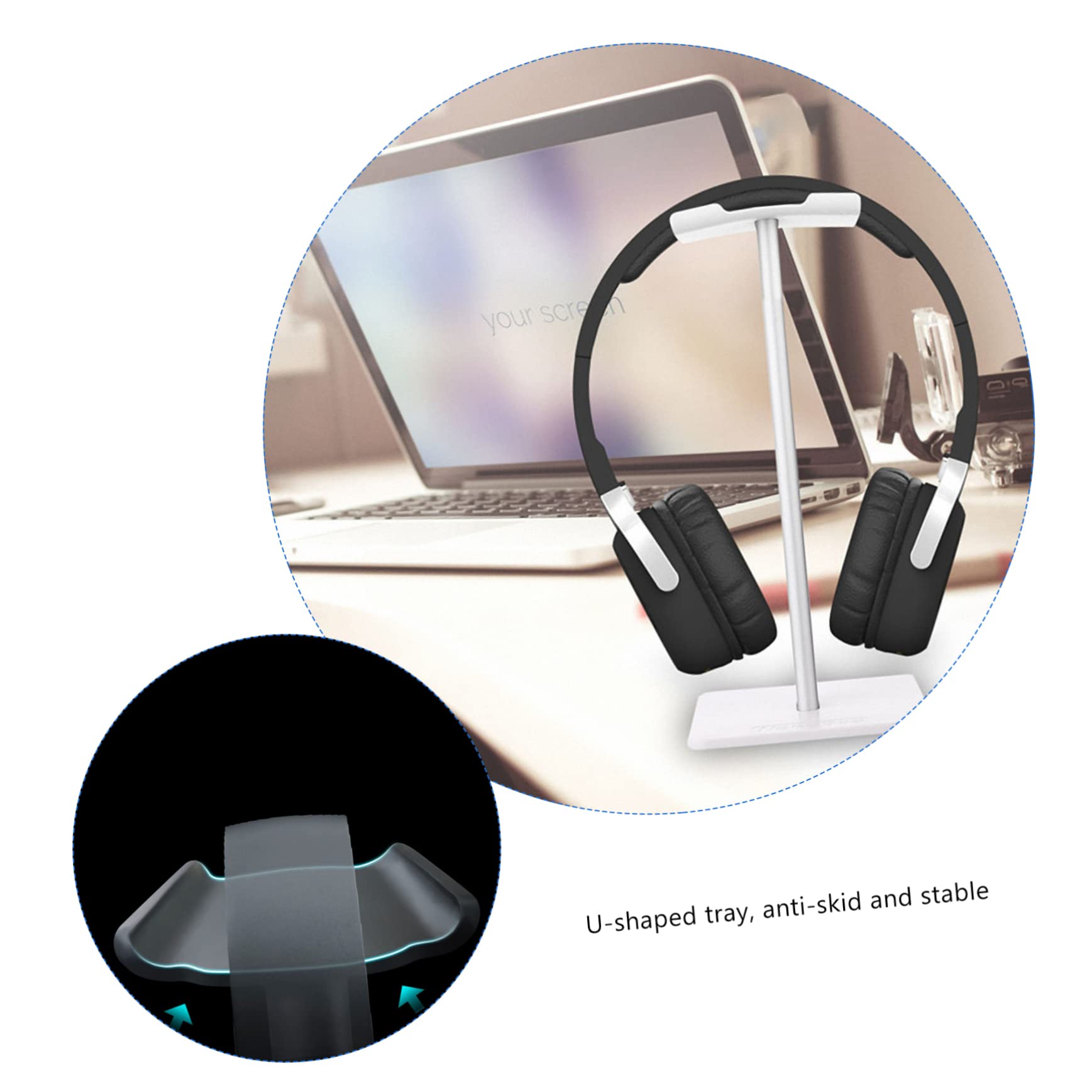 Homoyoyo Metal Headphone Stand Holder - Adjustable Tabletop Headset Rack for Desk, Office, Gaming Setup & Home Organization (1 Pack) - Perfect for Organizing Headphones, Headsets & Accessories on Workstation or Gaming Desk