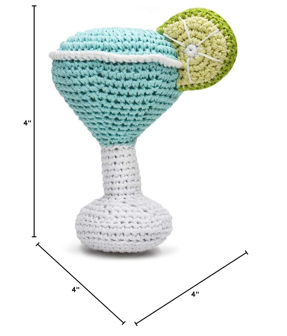 Crochet Small Dog Squeaky Toy - Margarita Glass Shaped Chew Toy for Puppies & Small Dogs | Interactive Play, Training Reward & Teething Relief | Perfect for Indoor & Outdoor Use