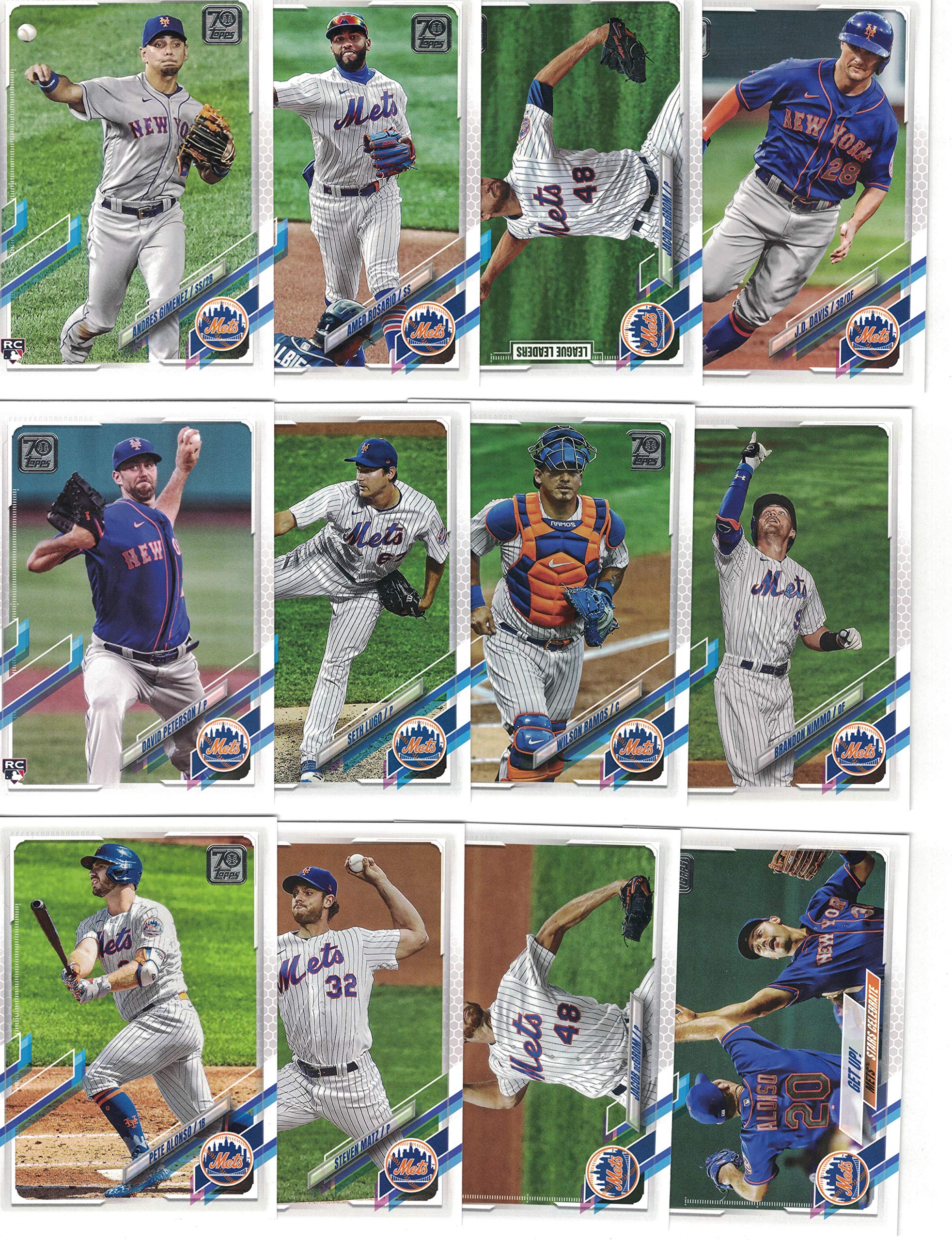 New York Mets 2021 Topps Baseball Complete Team Set - Series 1 & 2 (24 Cards) + 10 Bonus Mets Cards from 2020/2019 | Perfect for Collectors, Fans & Fantasy Baseball Enthusiasts