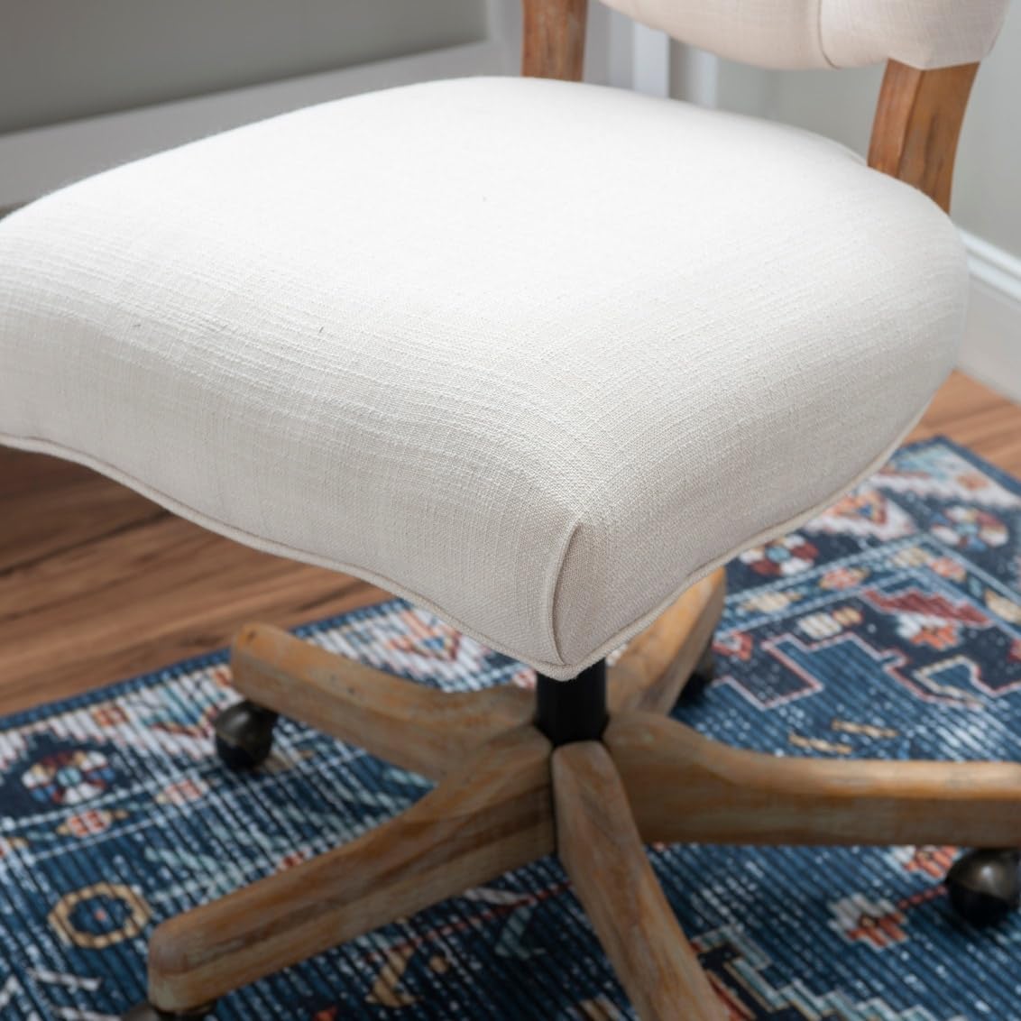 Linon Hazel Natural Office Chair - Ergonomic Mesh Back & Padded Seat for Home & Office Comfort - Perfect for Long Hours of Work or Gaming