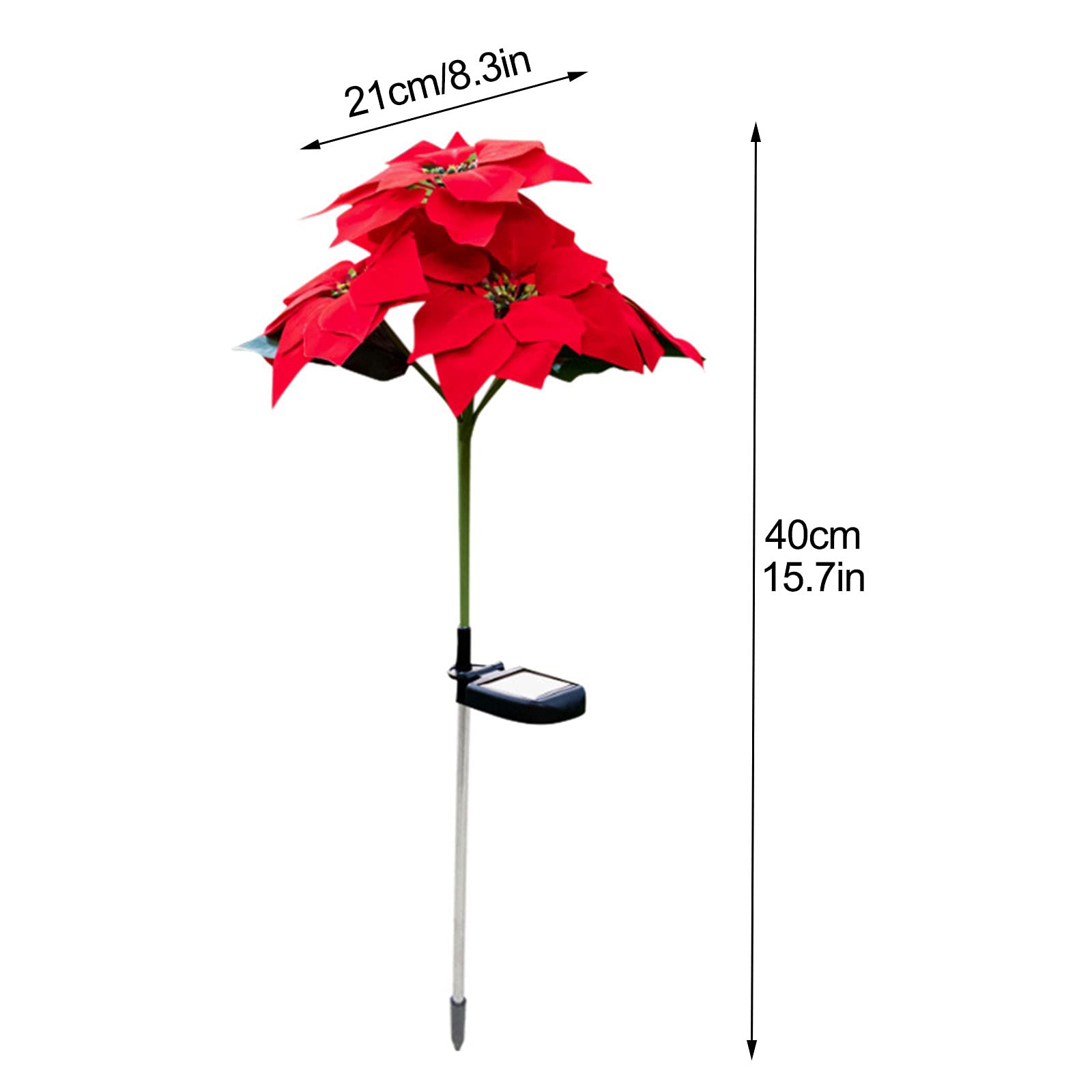 Solar Powered Outdoor Flower Lights - 2 Pack Waterproof LED Poinsettia & Rose Stake Lights for Garden, Yard, Patio, Pathway Decor | Christmas Holiday Decoration | Perfect for Landscape Lighting, Wedding Decor, and Festive Ambiance