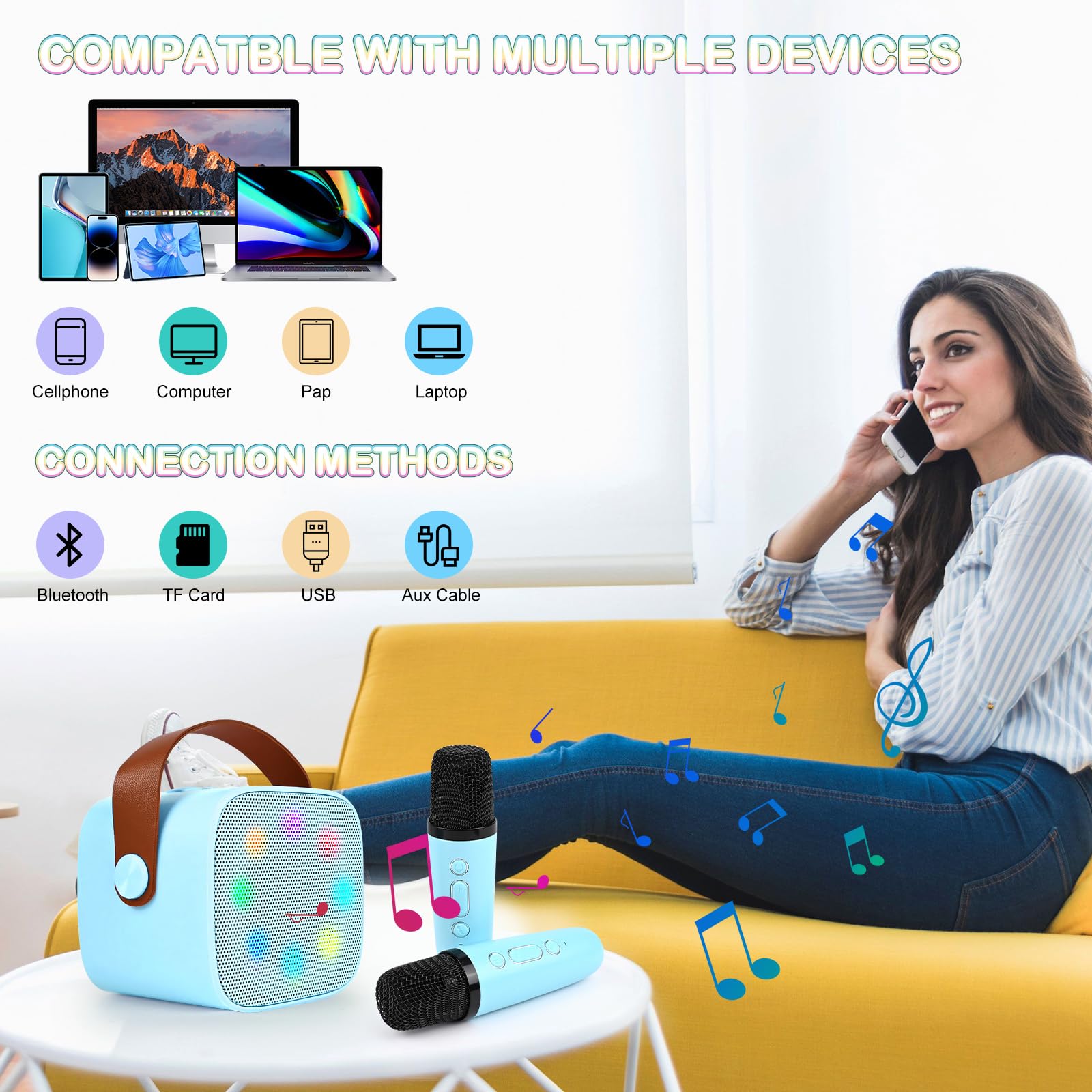 **Comius Sharp Wireless Karaoke Microphone with 2 Mics – Kids Microphone, Home Party Karaoke Machine, Birthday Gift for Boys & Girls – Perfect for Family Gatherings & Sing-Along Fun (Blue)**
