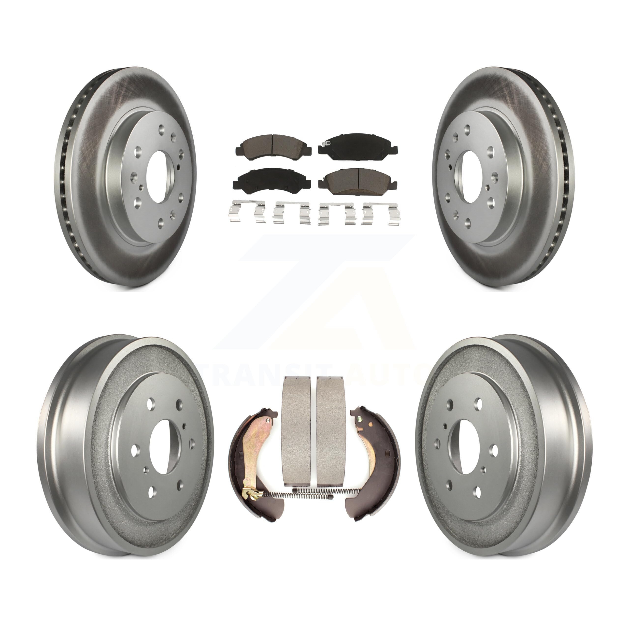High-Quality Front & Rear Coated Disc Brake Rotors with Ceramic Pads & Drum Kit - Compatible with Chevrolet GMC Silverado 1500 & Sierra Classic KGC-101999 - Perfect for Smooth Braking & Enhanced Safety in Daily Driving & Off-Road Adventures