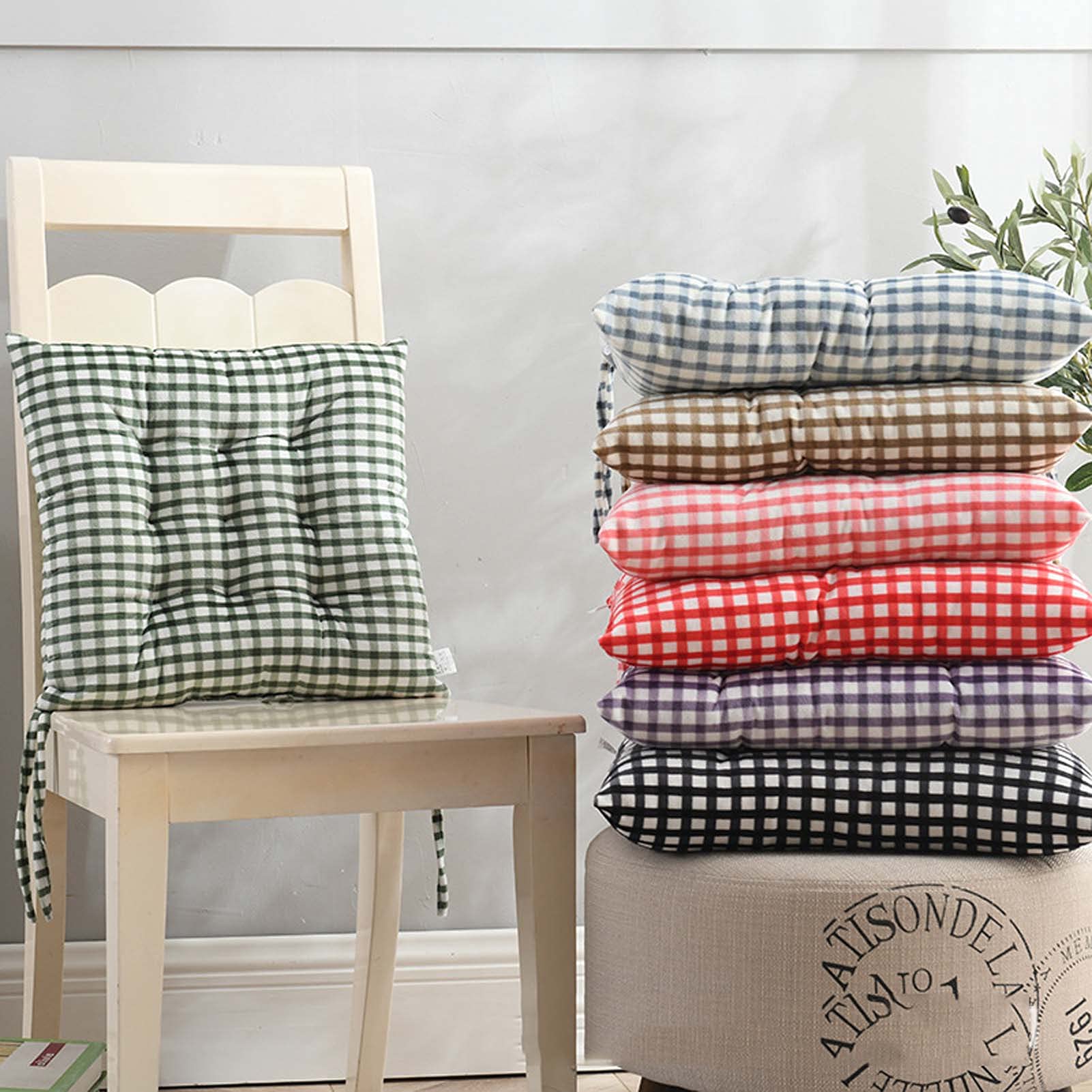 Chair Cushion with Ties - Thick & Comfortable 100% Polyester Seat Cushion Pads for Dining Chairs - Perfect for Home, Office, and Restaurant Seating