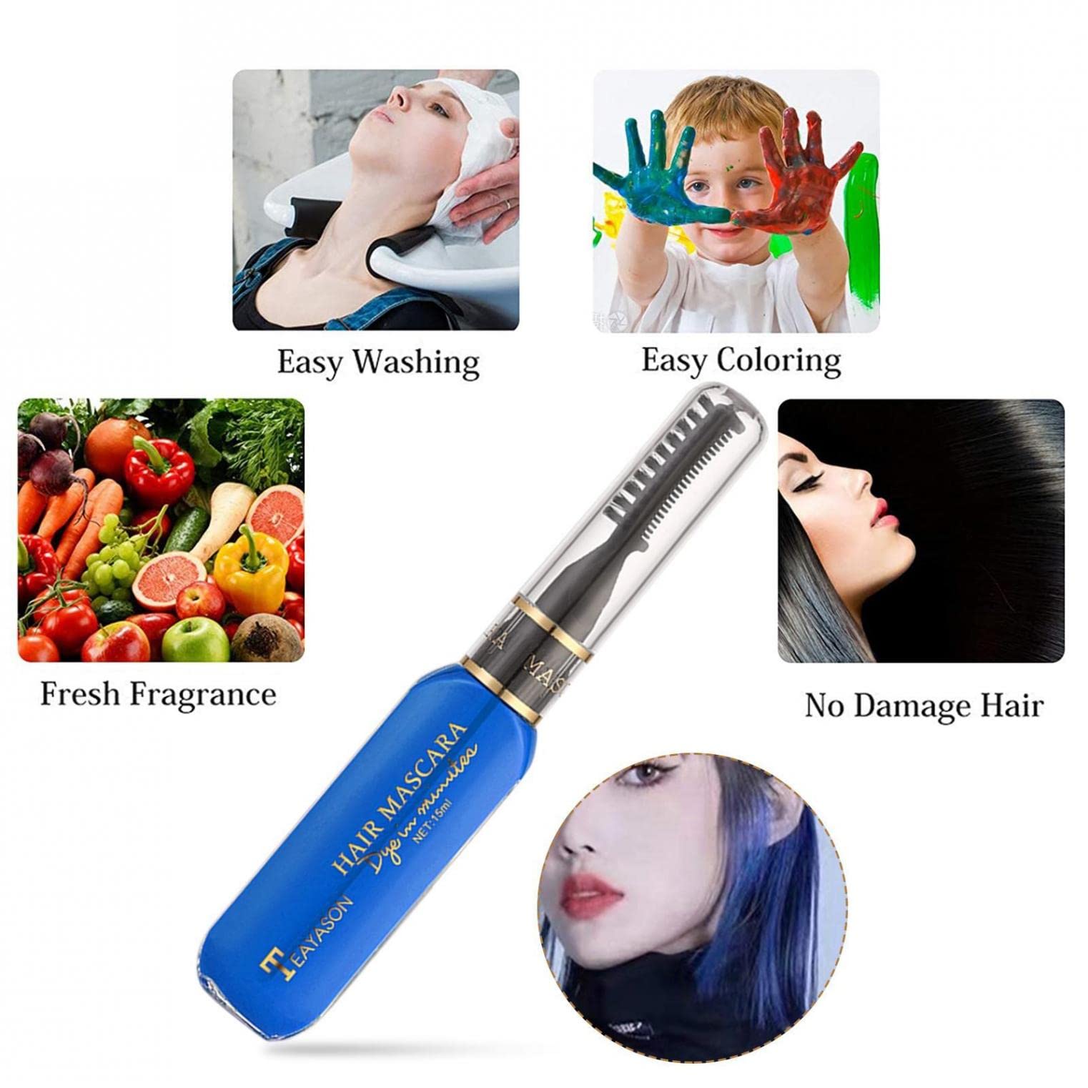 Washable Temporary Hair Dye & Hair Chalk Comb - Instant Color Highlights for Dark & Light Hair (Women & Girls) - Perfect for Parties, Halloween, Cosplay & Fashion Styling