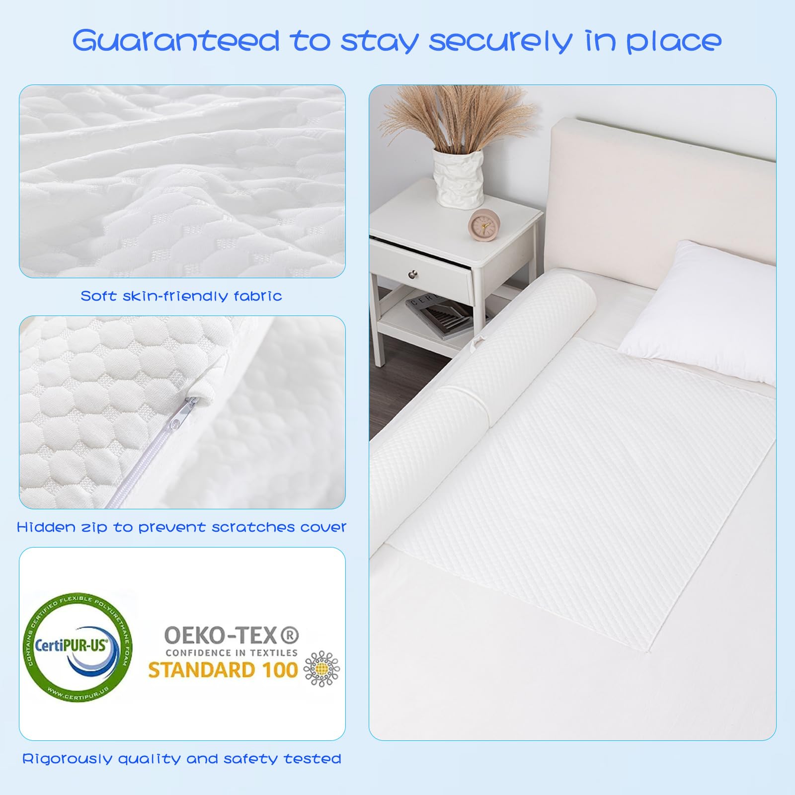 Foldable Toddler Bed Rail with Non-Slip Cover - 2 Pack Portable Bed Bumper for Kids & Twin Beds | Machine Washable & Safe for Toddlers | Perfect for Travel, Daycare & Home Use