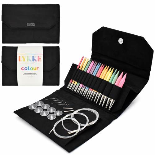 Lykke Colour 5-Piece Interchangeable Circular Knitting Needle Set with Case | Perfect for Knitting Sweaters, Scarves, and Hats at Home or On-The-Go