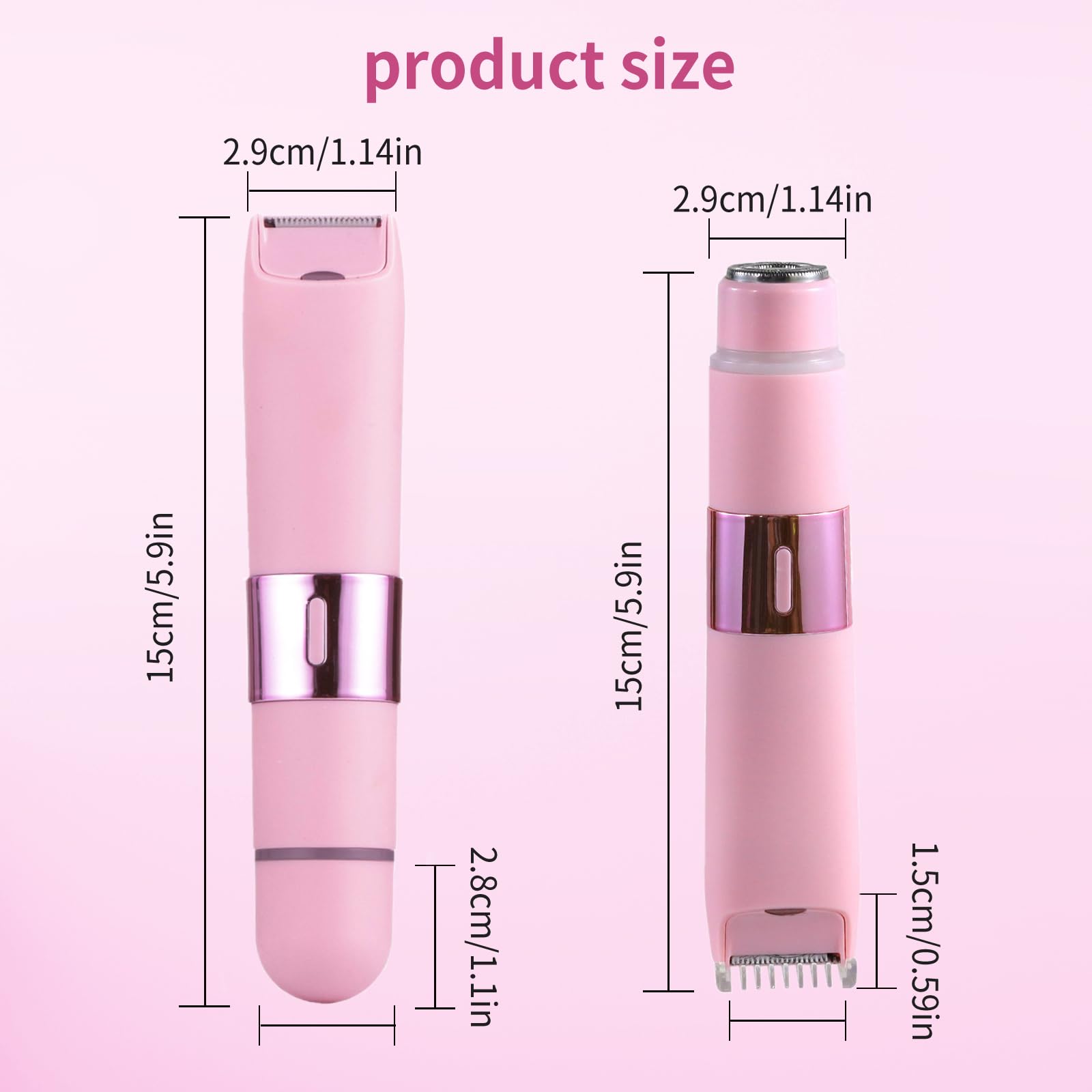 Women's Bikini Trimmer & Body Shaver - 2-in-1 Rechargeable Electric Razor for Legs, Arms & Pubic Hair Removal - Pink | Perfect for Travel, Gym & Sensitive Skin Care