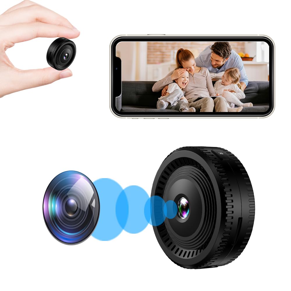 Best Mini Hidden Camera - Indoor WiFi Wireless Nanny Cam with Night Vision | Full HD Circular Surveillance Camera for Home Security, Pet Monitoring & Baby Care | Live Video Recording for Nursery, Office & Elderly Care