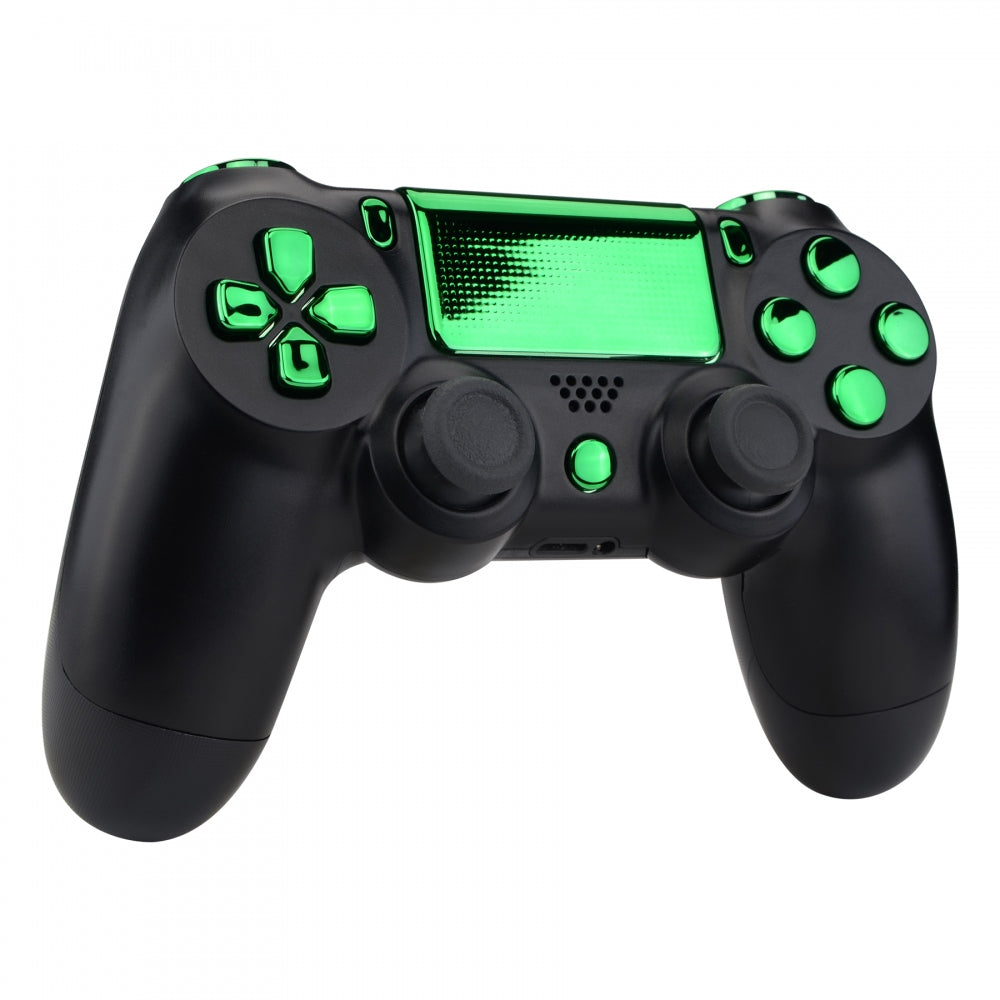 eXtremeRate Chrome Green Replacement Buttons Kit for PS4 Slim & PS4 Pro Controller - D-Pad, R1 L1 R2 L2 Triggers, Touchpad, Action, Home, Share & Options Buttons - Full Repair Set with Tools (Model CUH-ZCT2 SP4J0418) | Perfect for Gaming Enthusiasts & DIY Controller Modifications