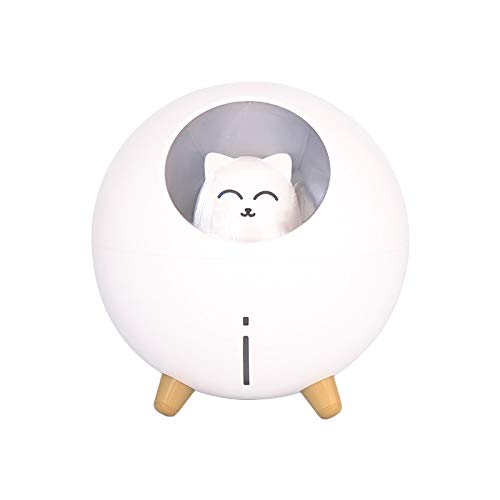 220ml Ultrasonic Cool Mist Humidifier for Pets - Cat Planet Design Aroma Diffuser with Color LED Light & USB Power | Perfect for Bedroom, Nursery, Office & Pet Spaces (White)