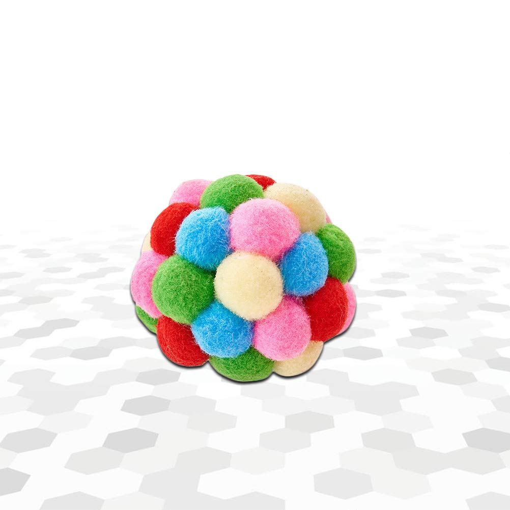 TEHAUX 3-Pack Rainbow Pompom Cat Toys - Interactive Plush Balls for Kittens, Fun Teasing & Biting Toy (7 Colors) - Perfect for Playtime, Training & Bonding with Your Cat