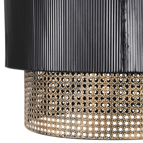 Astra Black and Rattan Effect Metal Pendant Light - Modern Farmhouse Ceiling Fixture for Dining Room, Kitchen Island & Bedroom Lighting