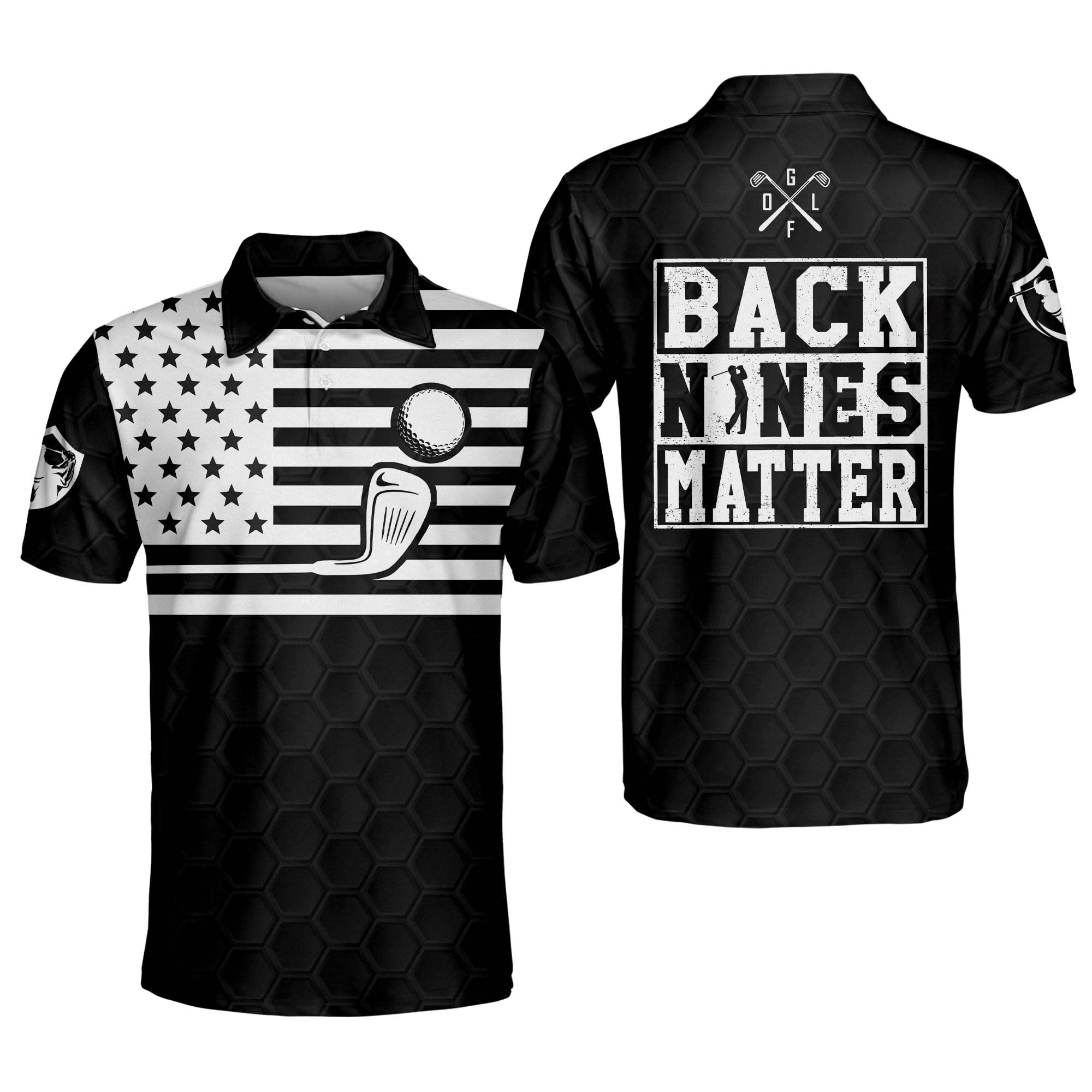 LASFOUR Patriotic American Flag Golf Shirts for Men - Funny Short Sleeve Polo Shirts for Dad & Grandpa - Perfect for Golf Outings, Father's Day Gifts & 4th of July Celebrations