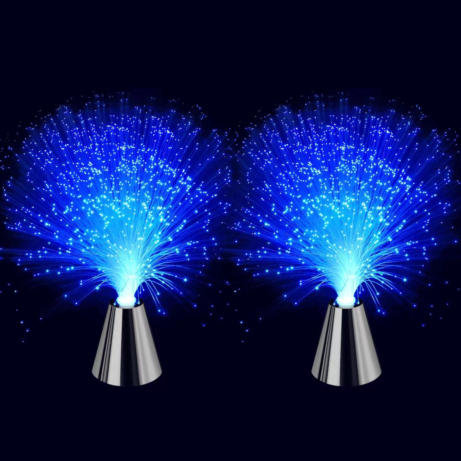 PEN&H Sensory Fiber Optic Lamp - Color Changing LED Night Light with Cone Base, 2 Pack Calming Mood Light for Kids Room, Bedroom, Autism Therapy & Relaxation