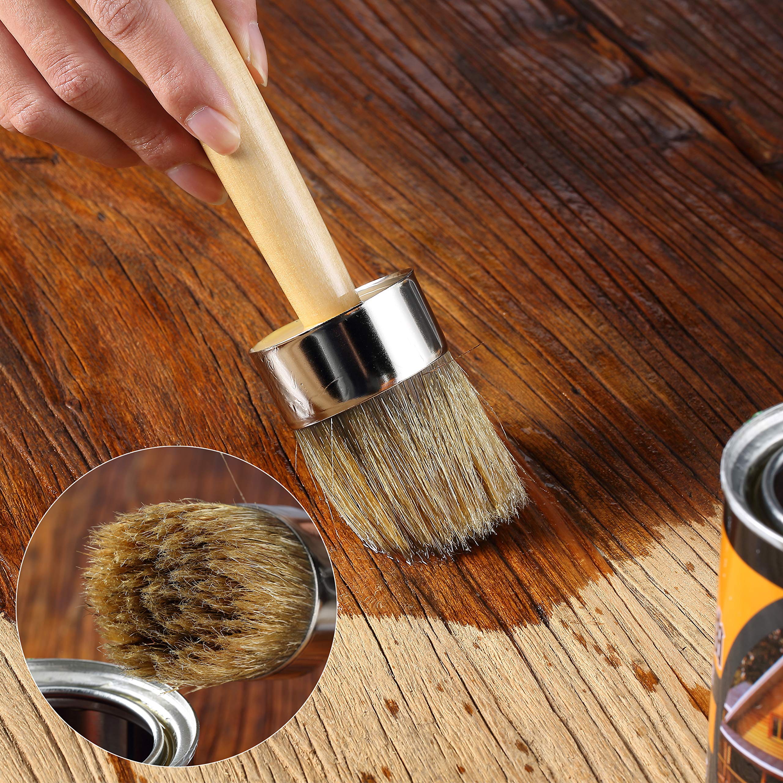 Mr. Pen 2 Inch Round Chalk & Wax Paint Brush - Premium Furniture Chalk Paint Brushes for DIY Home Decor, Cabinets, and Woodworking Projects