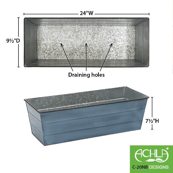 Galvanized Steel Flower Box Planter - Rustproof Outdoor Garden Container for Plants, Flowers & Herbs - Perfect for Patio, Balcony & Window Sill Decor