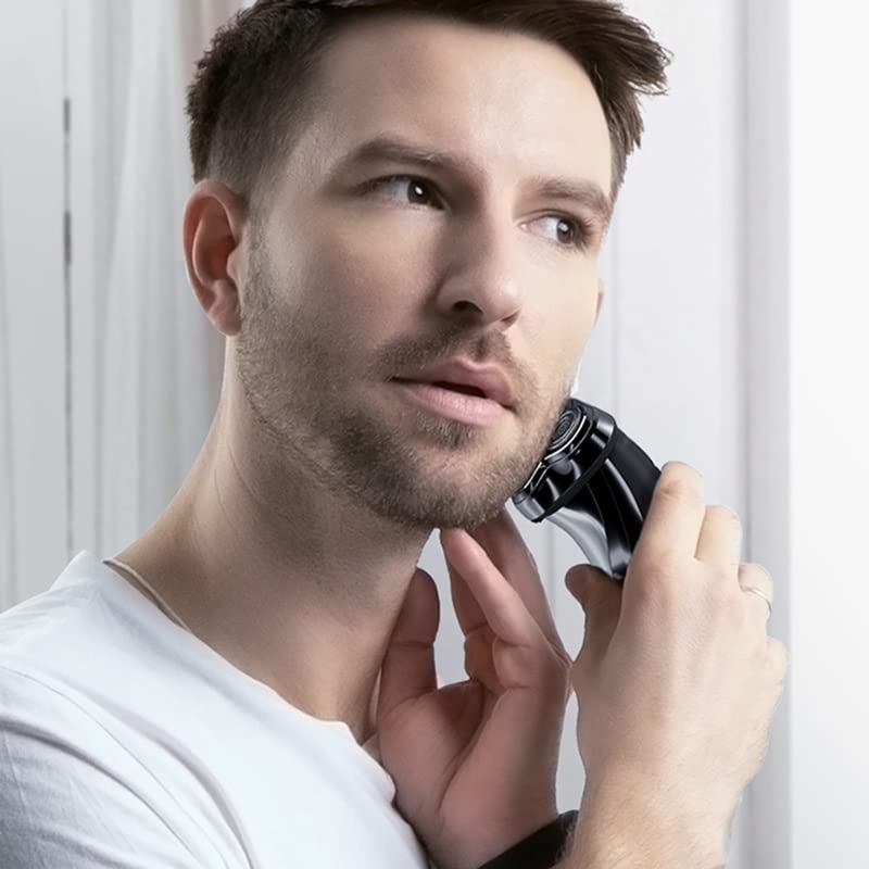 Men's Electric Razor with LCD Power Display - Rechargeable IPX7 Waterproof Shaver for Wet/Dry Use - Full Body Washable Black Electric Razor for Travel, Gym & Daily Shaving