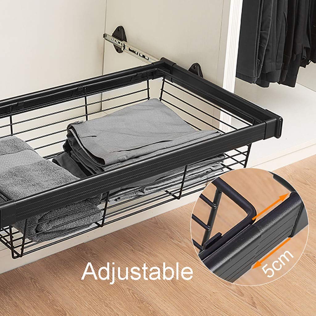 Adjustable Pull Out Storage Drawer Basket - Telescopic Wardrobe Organizer (42-97cm) for Kitchen, Closet & Bedroom - Space Saving Storage Solution (Size: 66.4x45.6x27.2cm) - Perfect for Small Spaces, Under Sink & Cabinet Organization