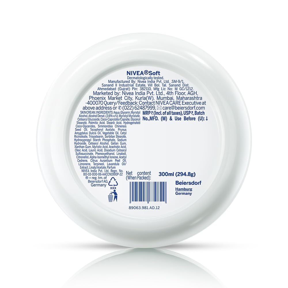 NIVEA Soft Light Moisturizing Cream - 300ml Face, Hand & Body Lotion with Vitamin E & Jojoba Oil | Non-Greasy Hydration for Dry Skin | Perfect for Daily Use, Travel & Office