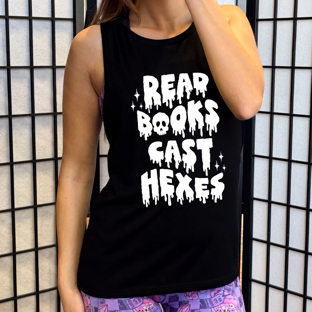 Hex Reading Muscle Tank Top - Gothic Witchy Book Lover Apparel for Casual Wear & Cosplay