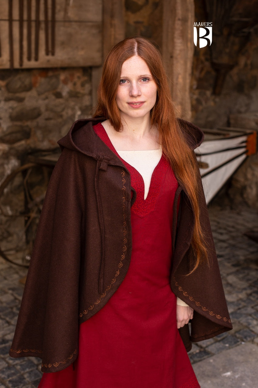 Affra Brown Cape - Stylish & Elegant Women's Outerwear for Fall & Winter - Perfect for Parties, Weddings & Evening Events