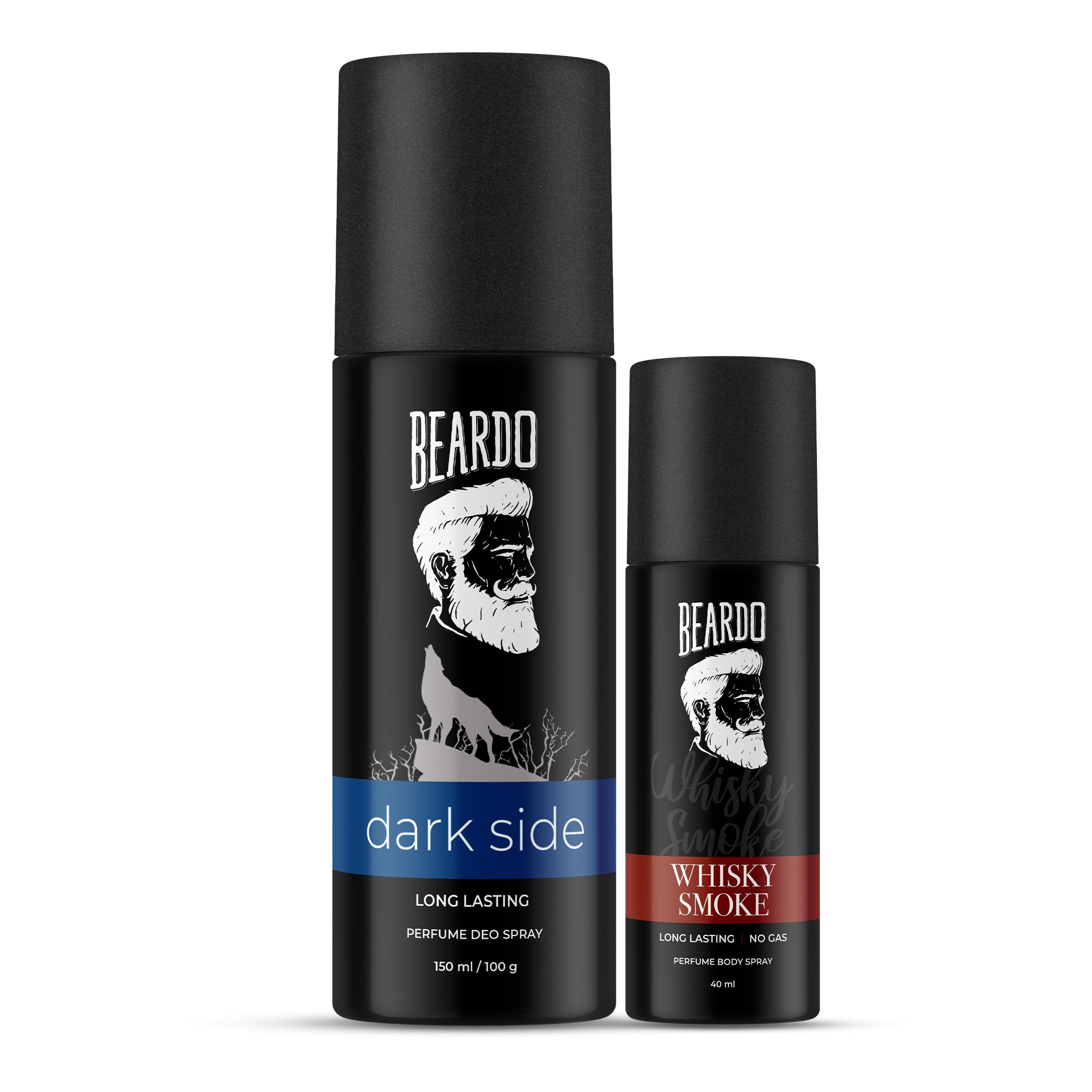 Beardo Darkside 150ml & Whisky Smoke 40ml Men's Perfume Deodorant Spray Set - Spicy Woody Oudh Scent, Long Lasting Fragrance for Men | Perfect for Date Night, Office, Gym & Special Occasions | Great Gift for Brother, Friends & Husband