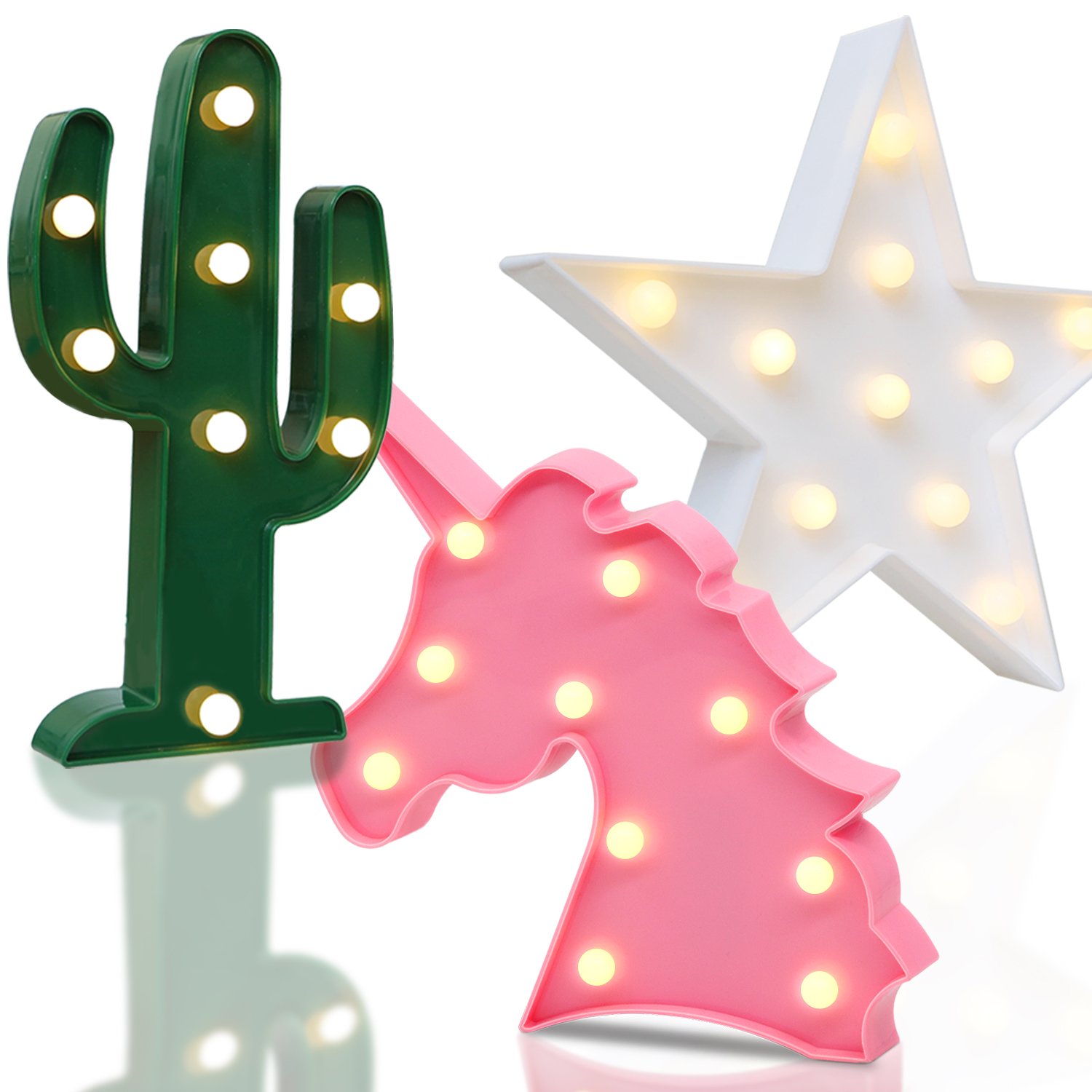 LED Cactus Night Light - Warm White Battery Powered 10