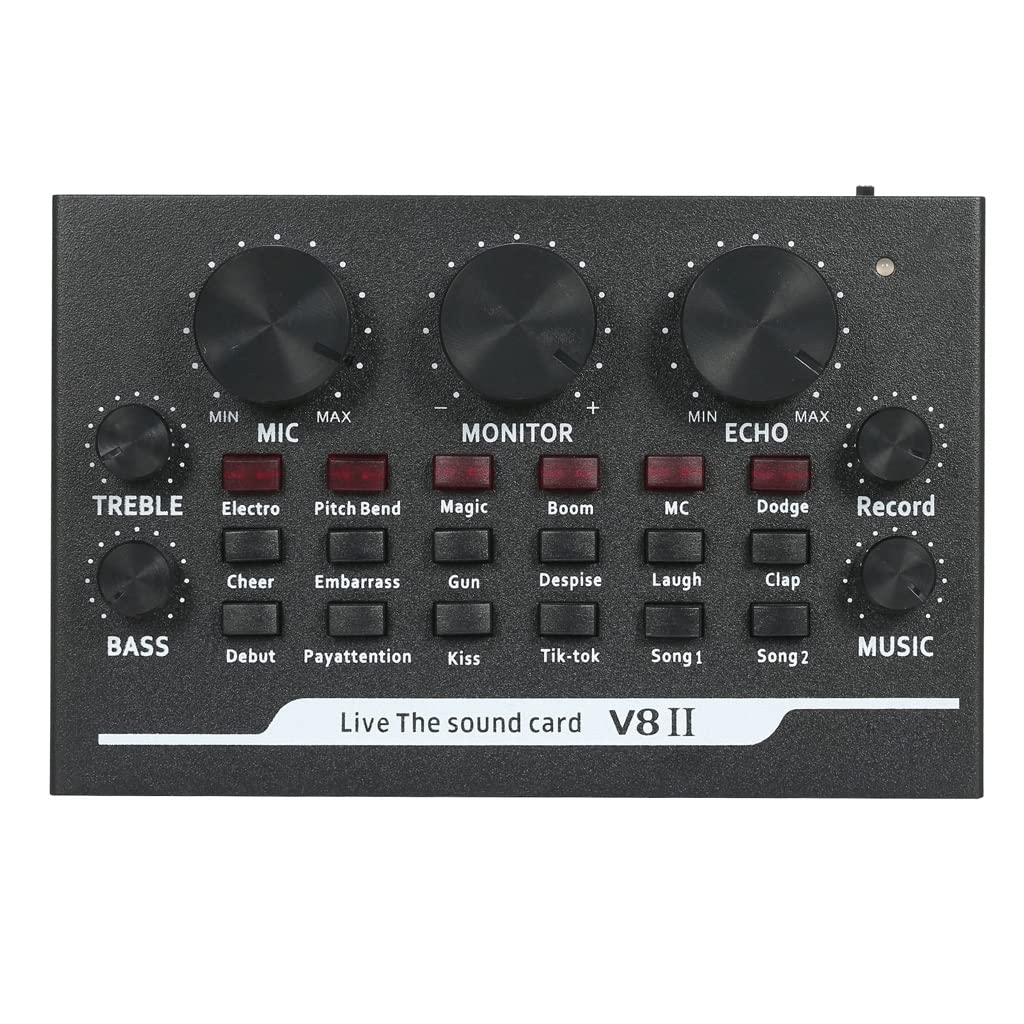 V8II USB Live Sound Card with Bluetooth - Audio Mixer for Broadcasting, Recording & Online Singing | Compatible with Phones & Laptops | Perfect for Podcasting, Live Streaming & Karaoke