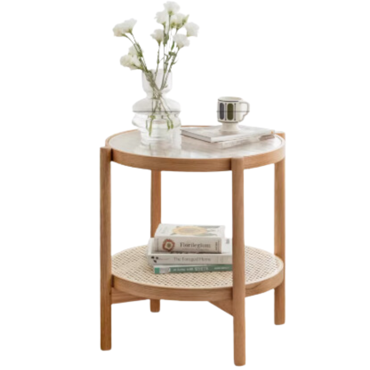 Stylish Oak Solid Wood Coffee Table with Glass Top and Rattan Accents - Perfect for Living Room, Lounge, and Home Decor