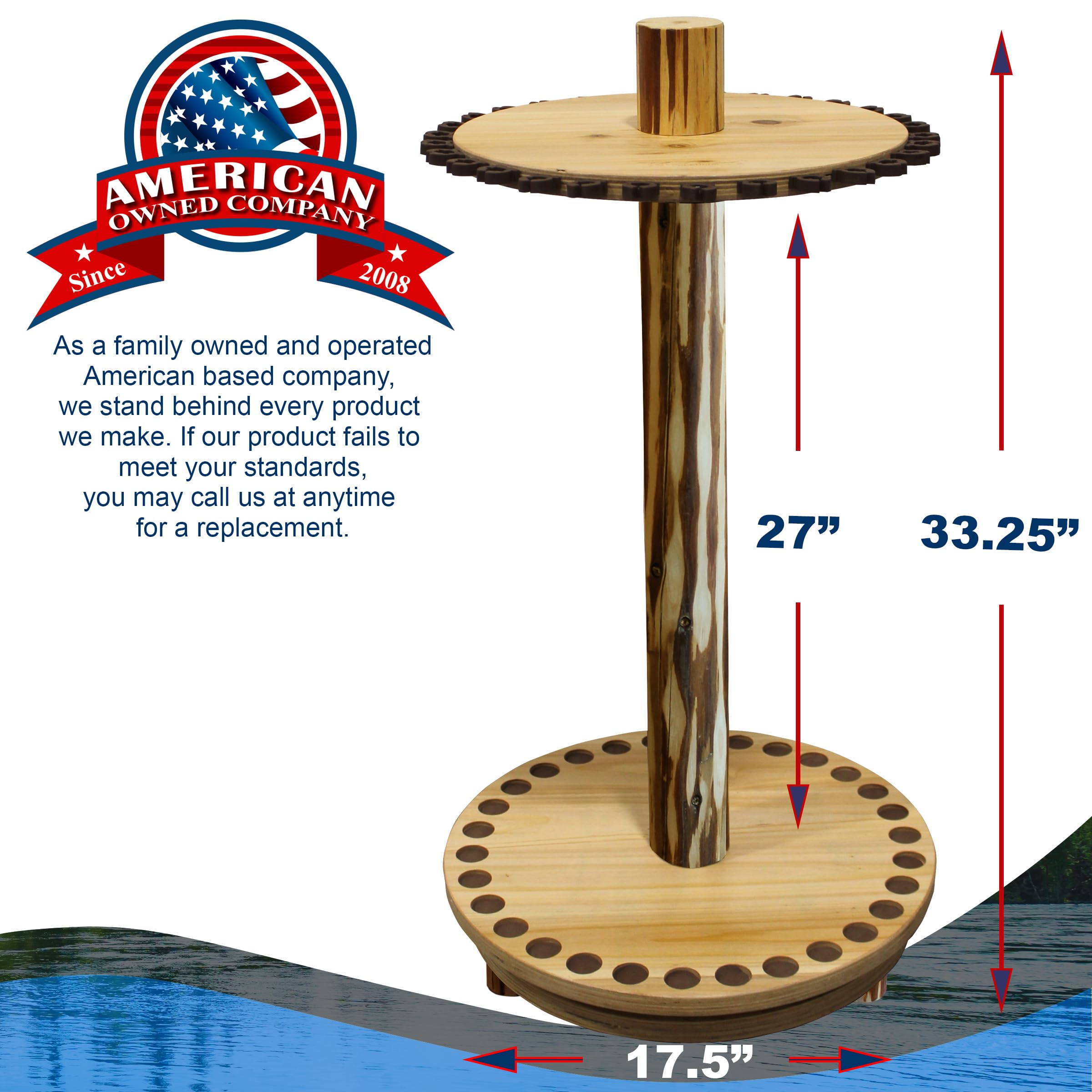 Rush Creek Creations 360° Rotating Fishing Rod Holder - Garage Storage Organizer for Fishing Poles, Reels, Tackle Box & Gear Accessories | Perfect for Boat, Garage & Workshop Organization