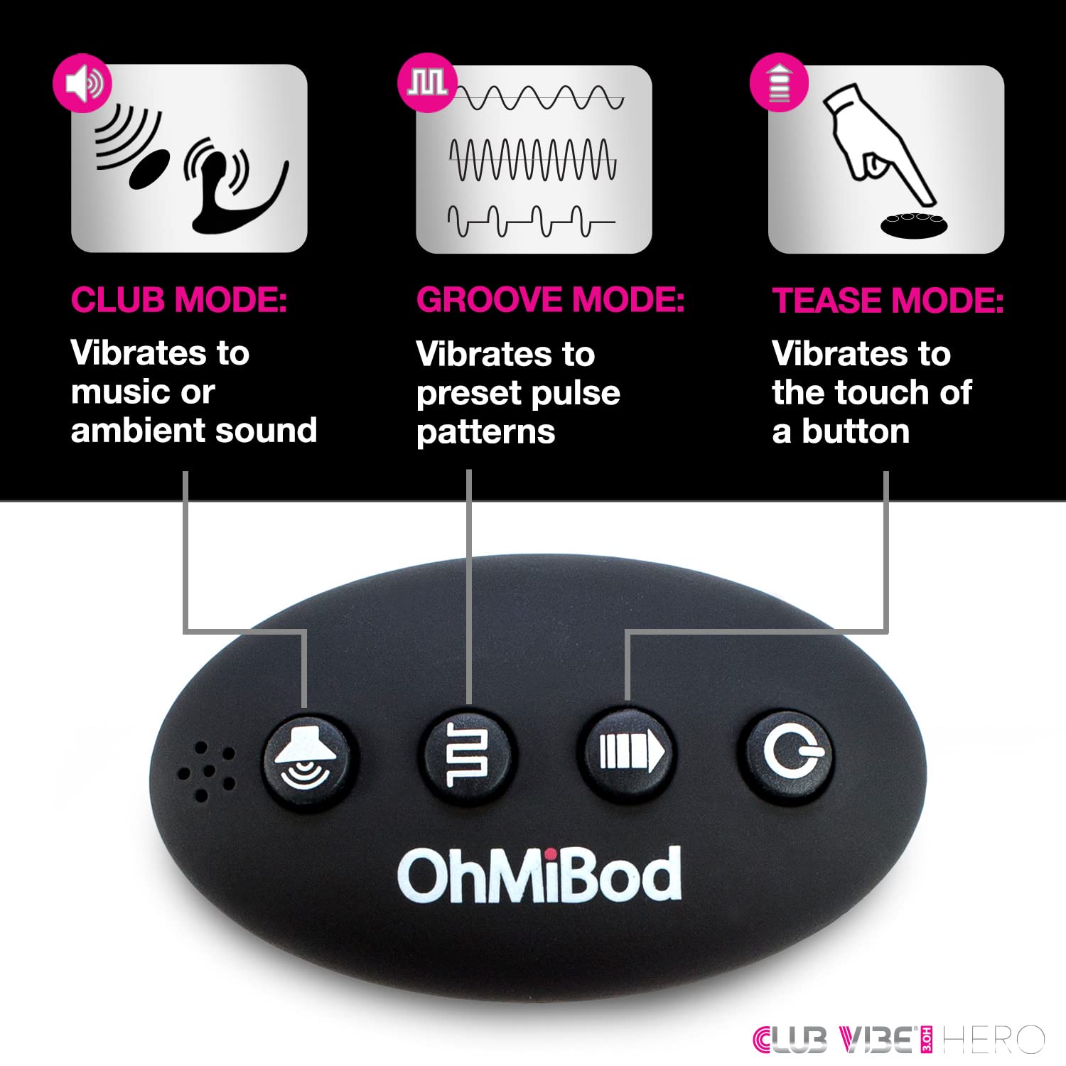 OhMiBod Club Vibe 3.OH Hero Wearable Anal Vibrator with Wireless Remote Control - Rechargeable Vibrating Butt Plug for Women & Couples - 3 Powerful Vibration Modes - Perfect for Home Use, Nightclubs & Parties (Black) - Enhance Intimacy & Spice Up Your Love Life