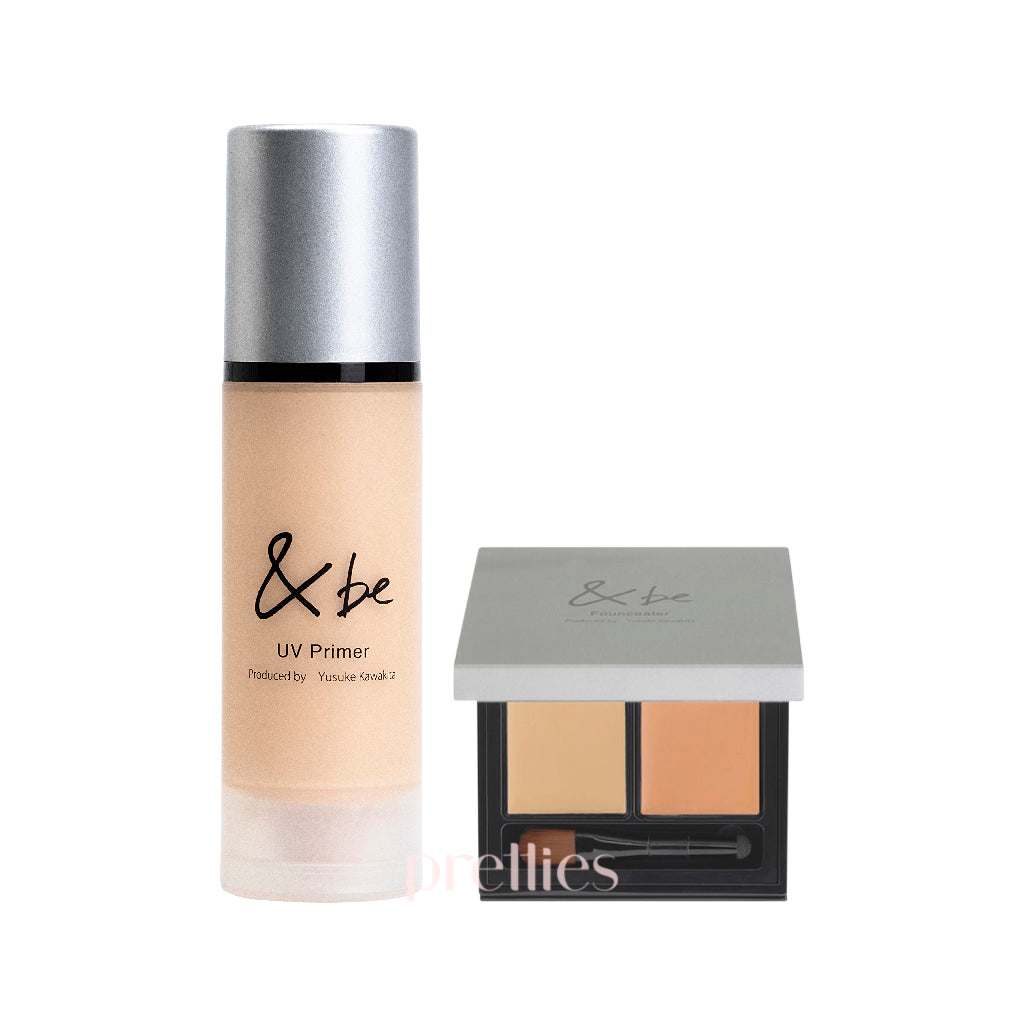 &be UV Primer SPF50+ PA++++ & Founcealer Set - Japanese Sunscreen & Concealer Duo for Flawless Makeup Base | Perfect for Daily UV Protection & Brightening Under Eyes