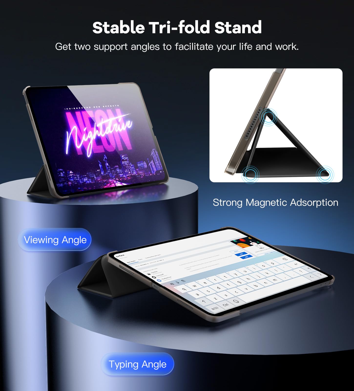 TiMOVO Slim Stand Case for iPad Air 13 Inch (M3/M2 2025/2024 Models) - Translucent Back Protective Cover with Auto Wake/Sleep & Touch ID Support | Perfect for Work, Travel & Entertainment
