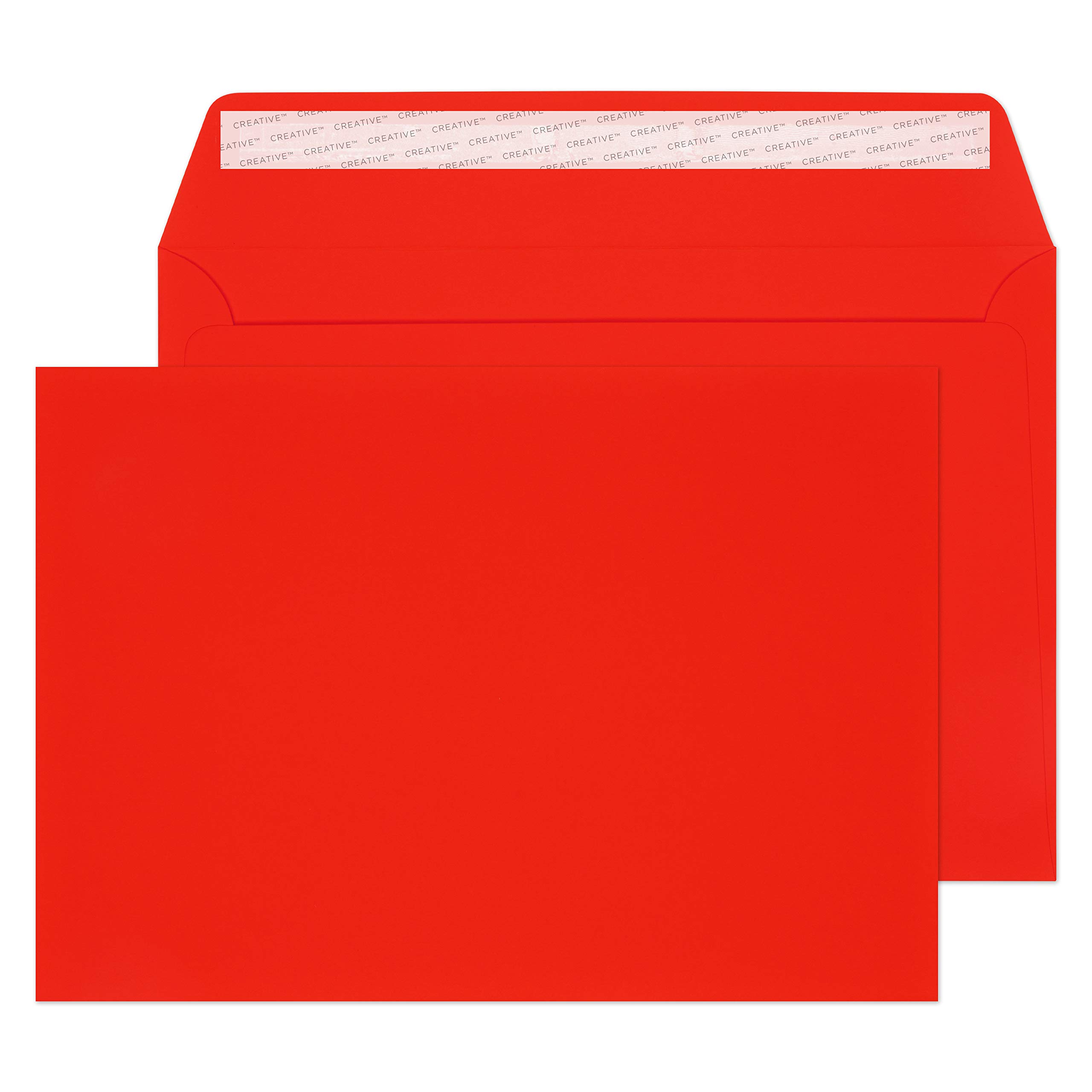 Premium Red Velvet Peel & Seal Wallet Envelopes - 140gsm Luxury Finish (229x324mm) - Pack of 125 for Wedding Invitations, Greeting Cards & Business Correspondence - Creative Senses C4 V743