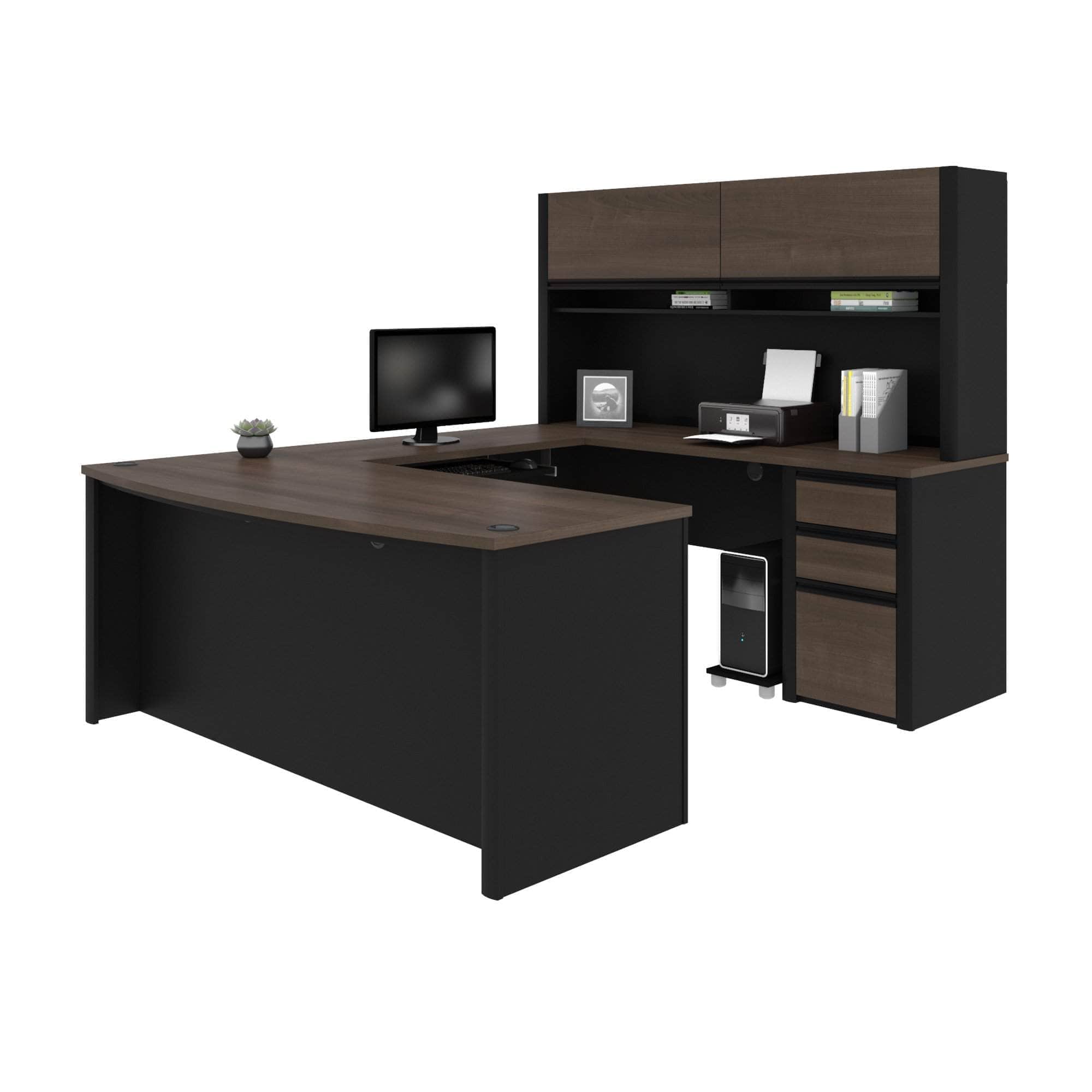 Connexion U-Shaped Executive Desk with Pedestal and Hutch - 2 Color Options | Modern Home Office Furniture for Professionals & Remote Work